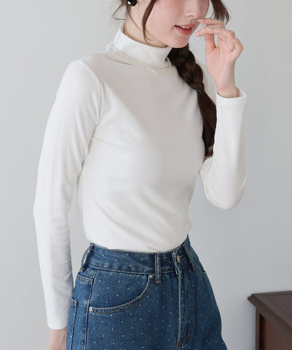 【早割5％OFF】裏起毛モックネックロングTシャツ【メール便】