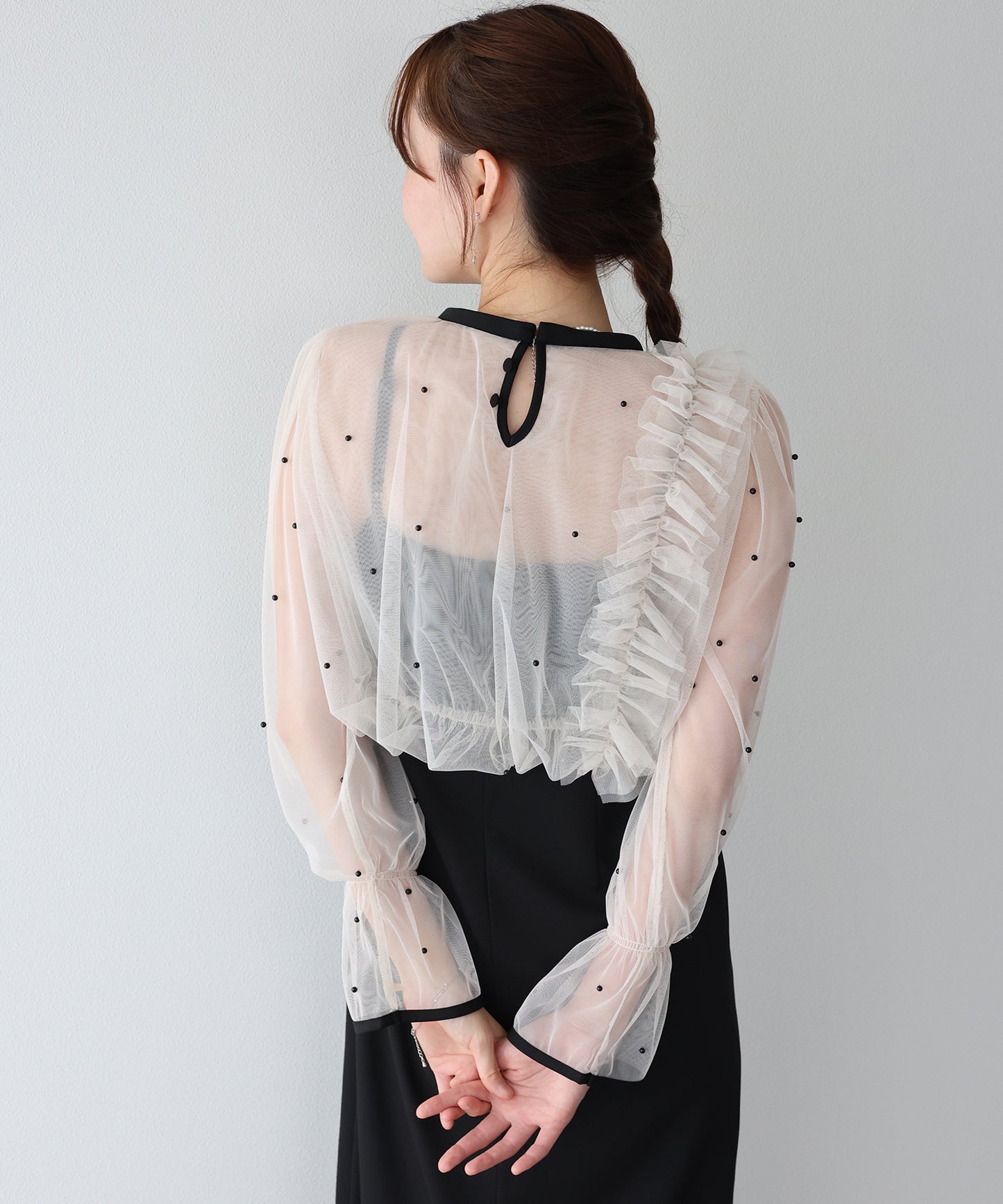 【早割5％OFF】パールブラウスセットドレス
