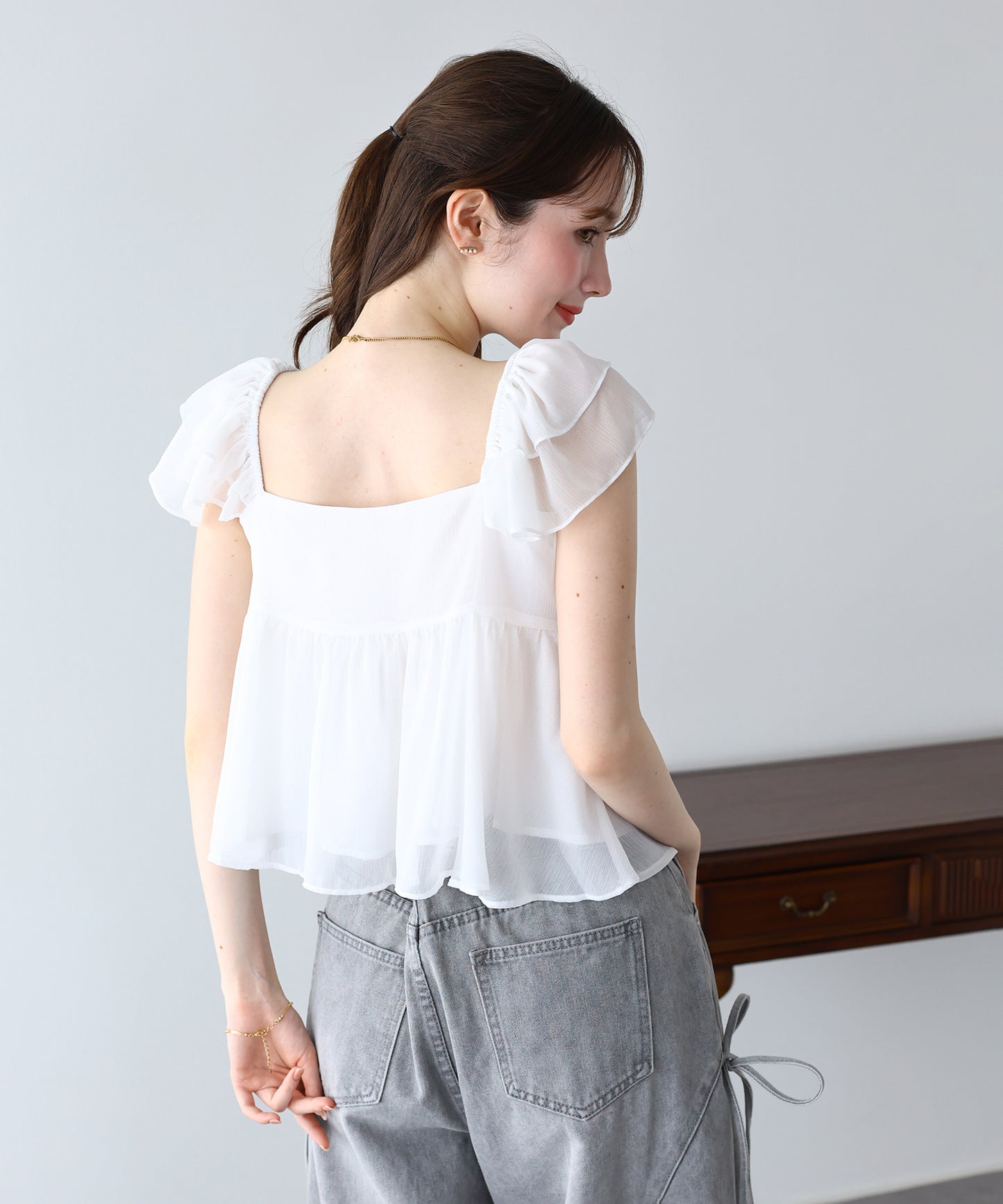【早割5％OFF】フリルスリーブブラウス【メール便】