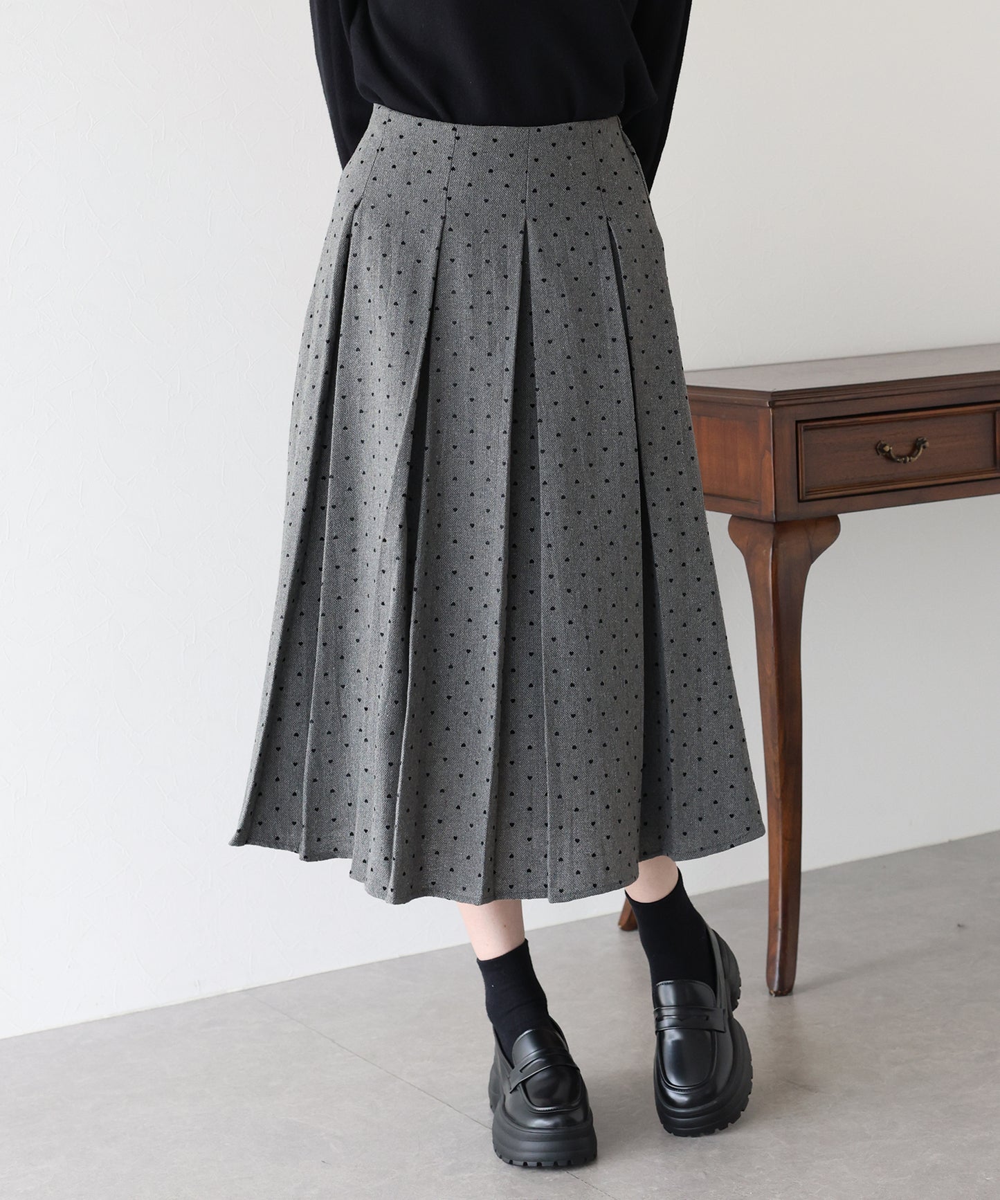 ハートドットフロッキーツイードスカート