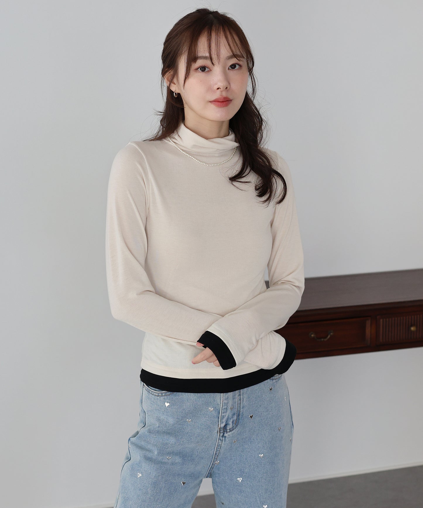 【早割5％OFF】ドッキングタートルネックカットソー【ネコポス】