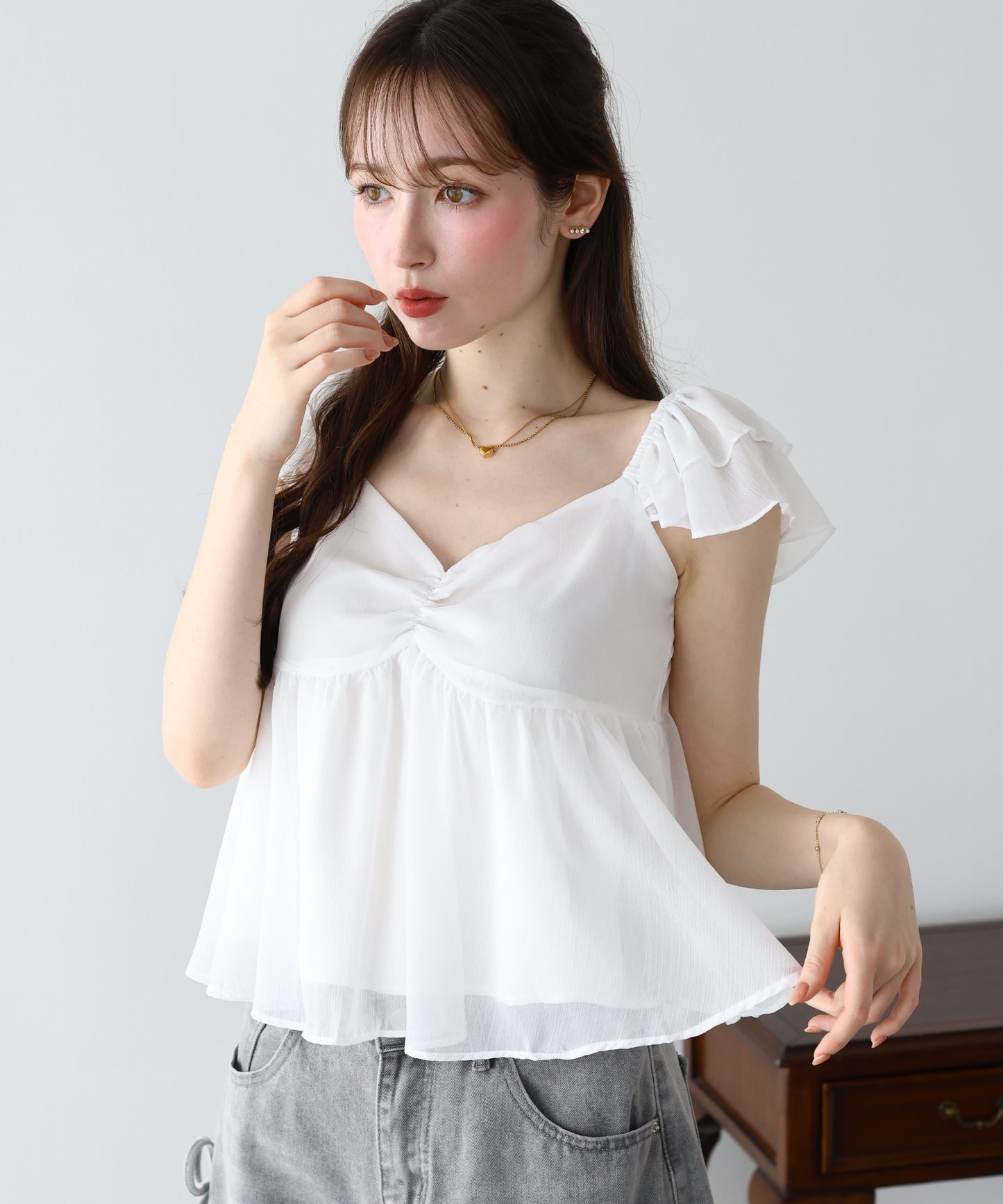 【早割5％OFF】フリルスリーブブラウス【メール便】