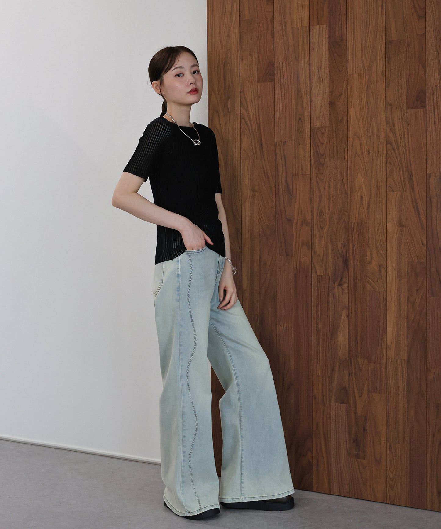 ボートネックシアーリブニット【ネコポス】