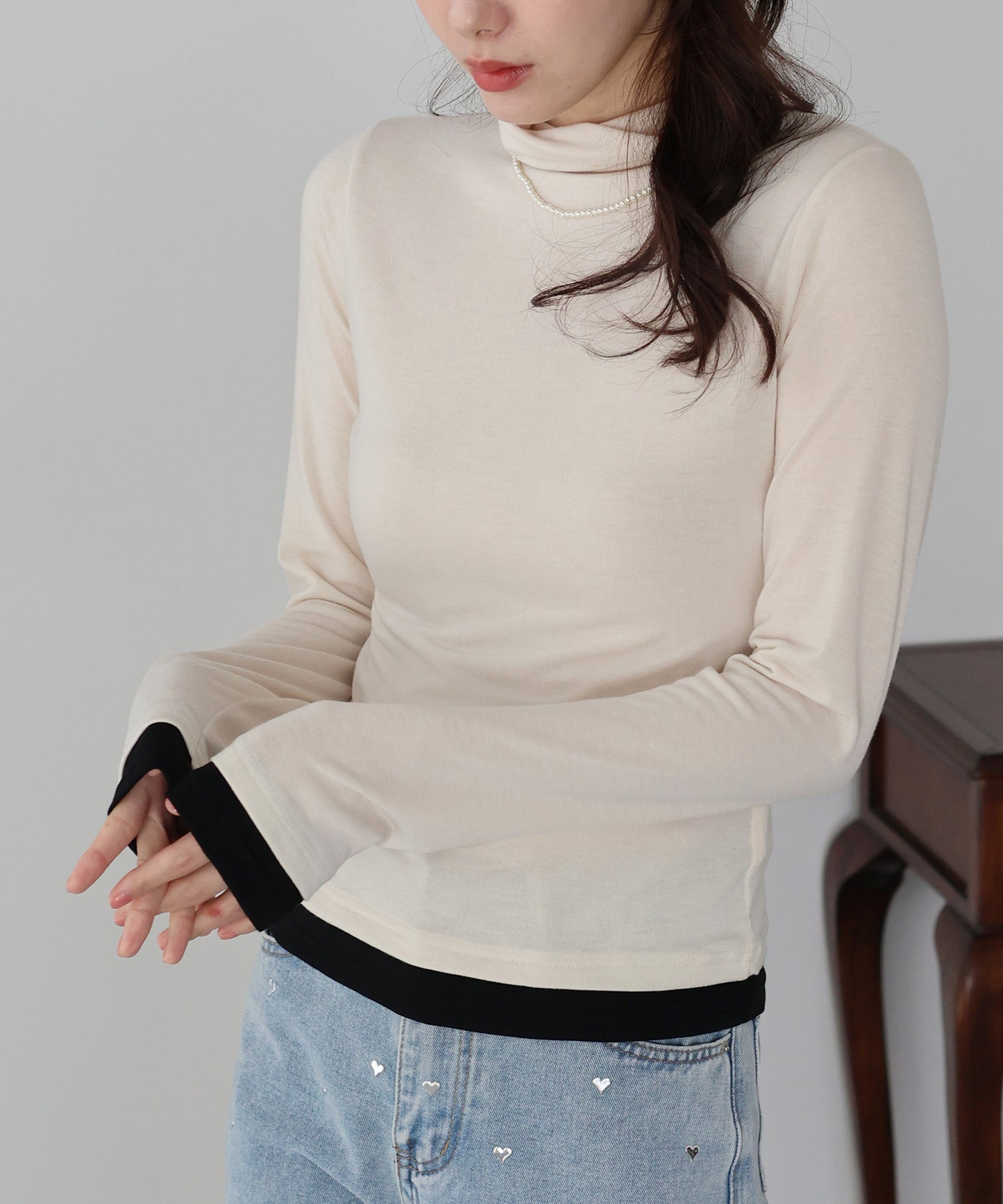 【早割5％OFF】ドッキングタートルネックカットソー【ネコポス】