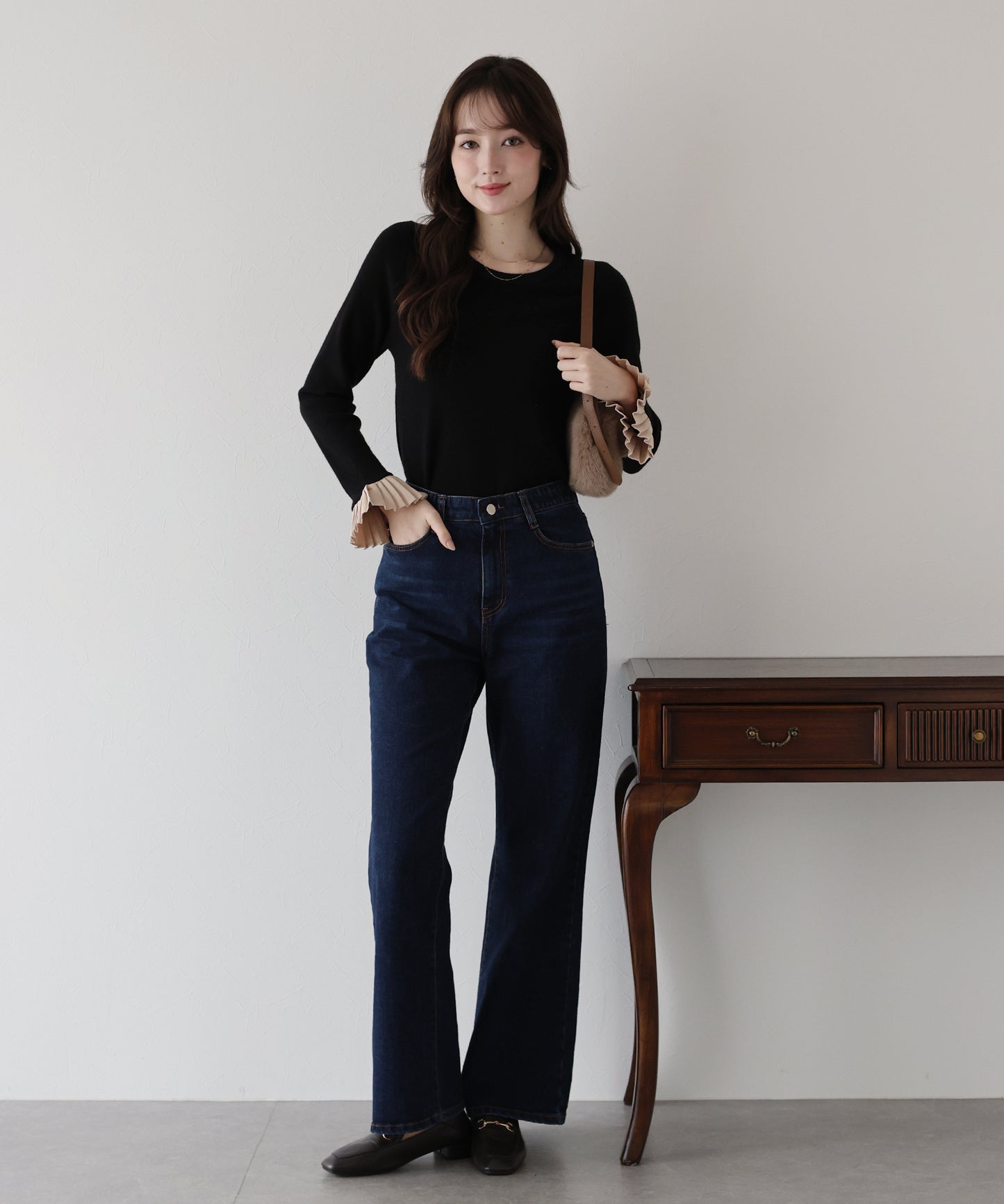 袖口プリーツニット