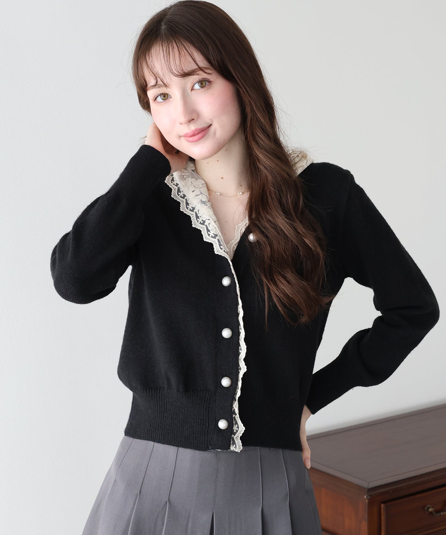 【早割5％OFF】レースフードドッキングカーディガン
