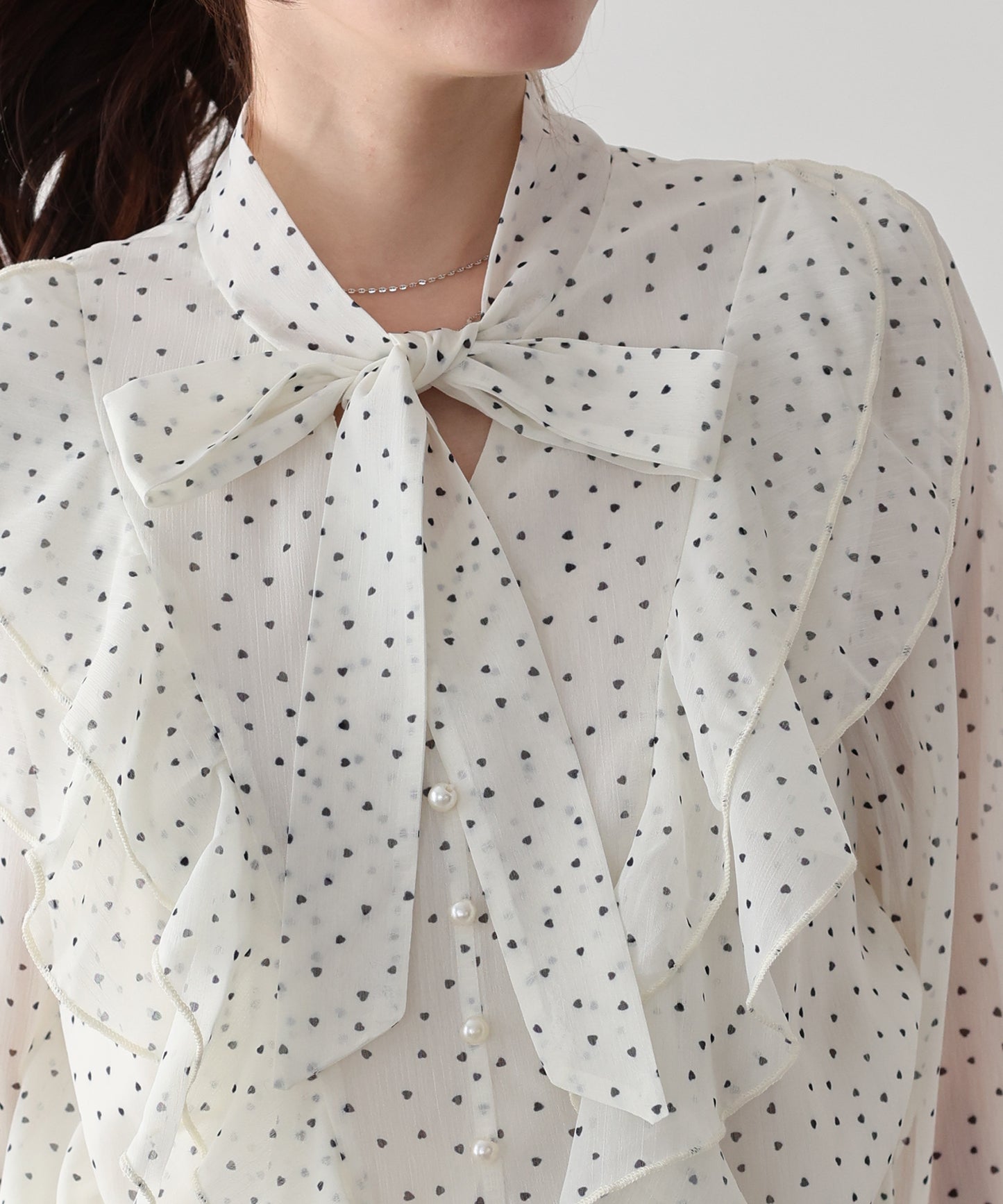 ハートプリントボウタイブラウス【ネコポス】