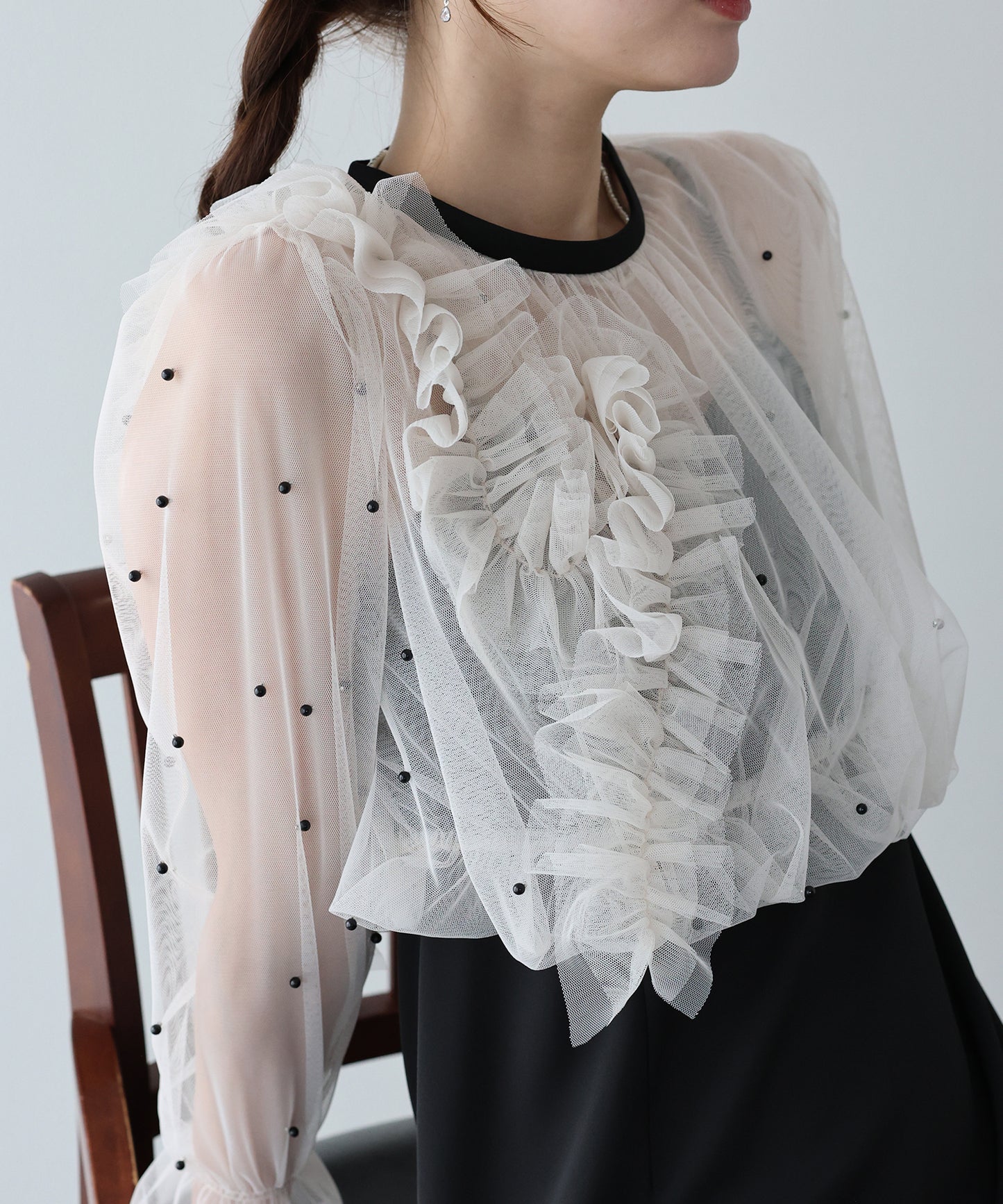 【早割5％OFF】パールブラウスセットドレス