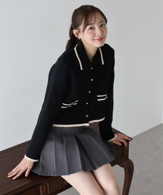 【早割5％OFF】襟付きニットジャケット