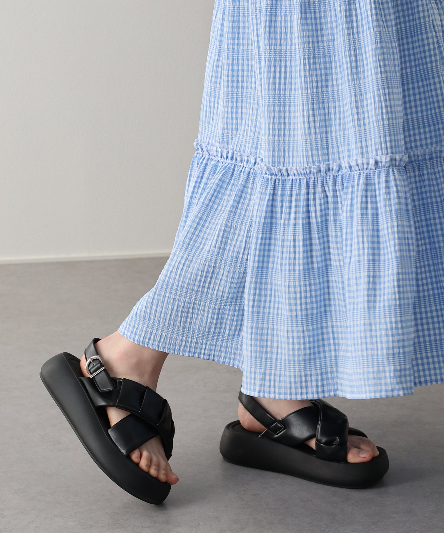 【早割5％OFF】ギンガムチェックティアードスカート