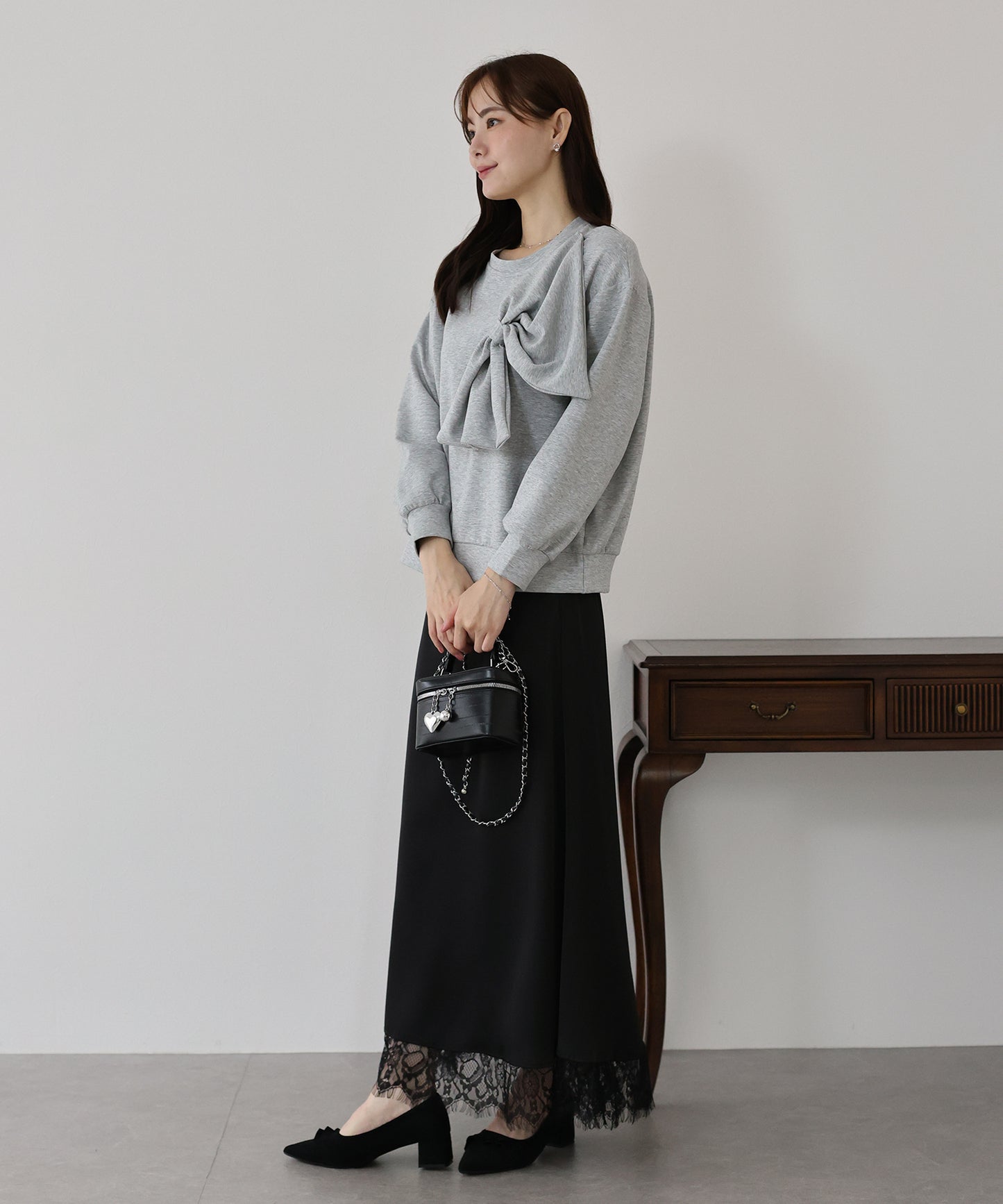 リボンスウェットトップス