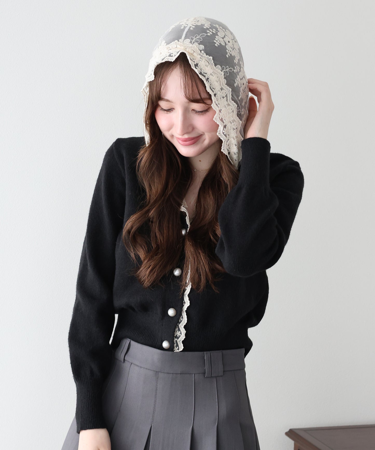 【早割5％OFF】レースフードドッキングカーディガン