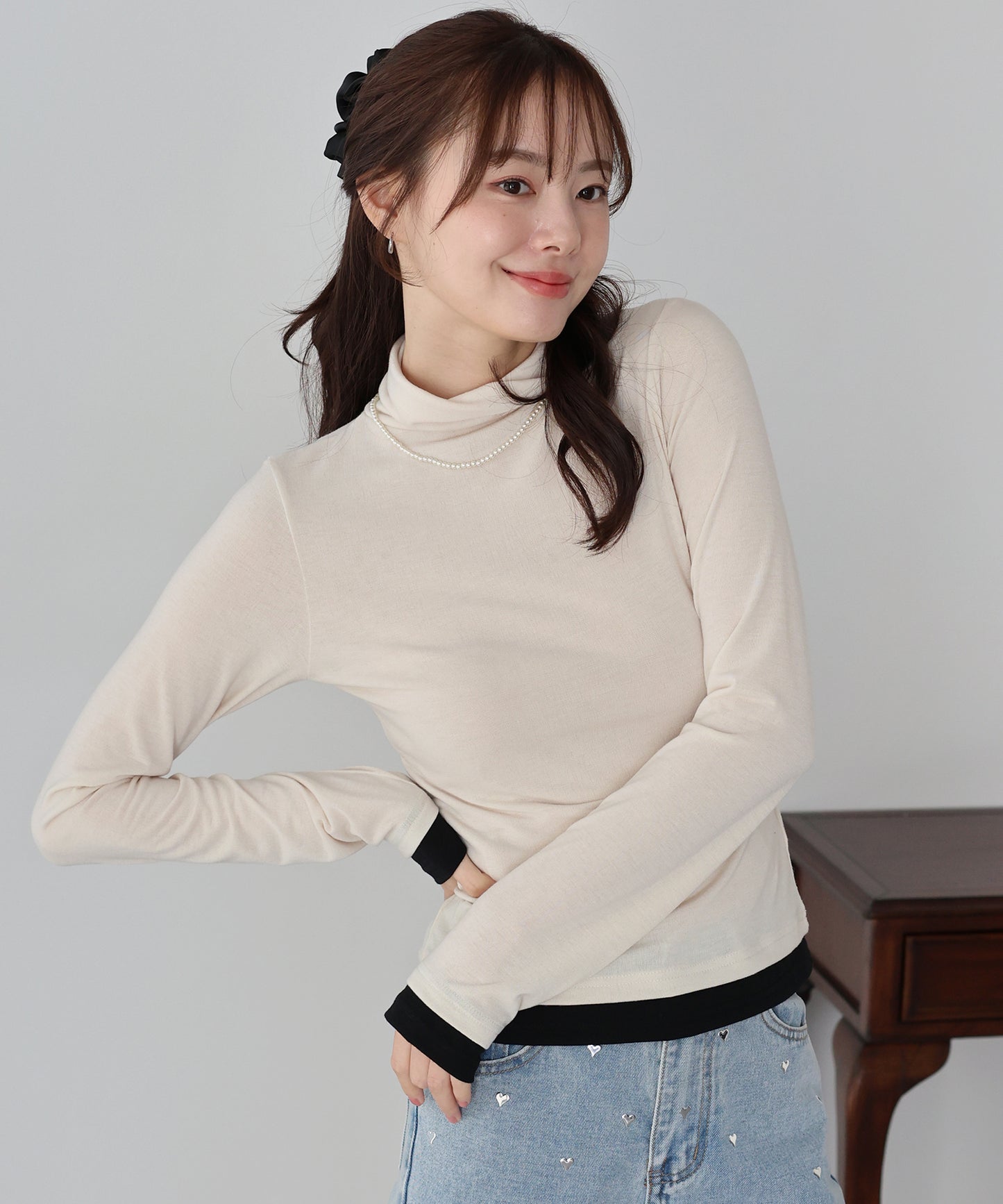 【早割5％OFF】ドッキングタートルネックカットソー【ネコポス】