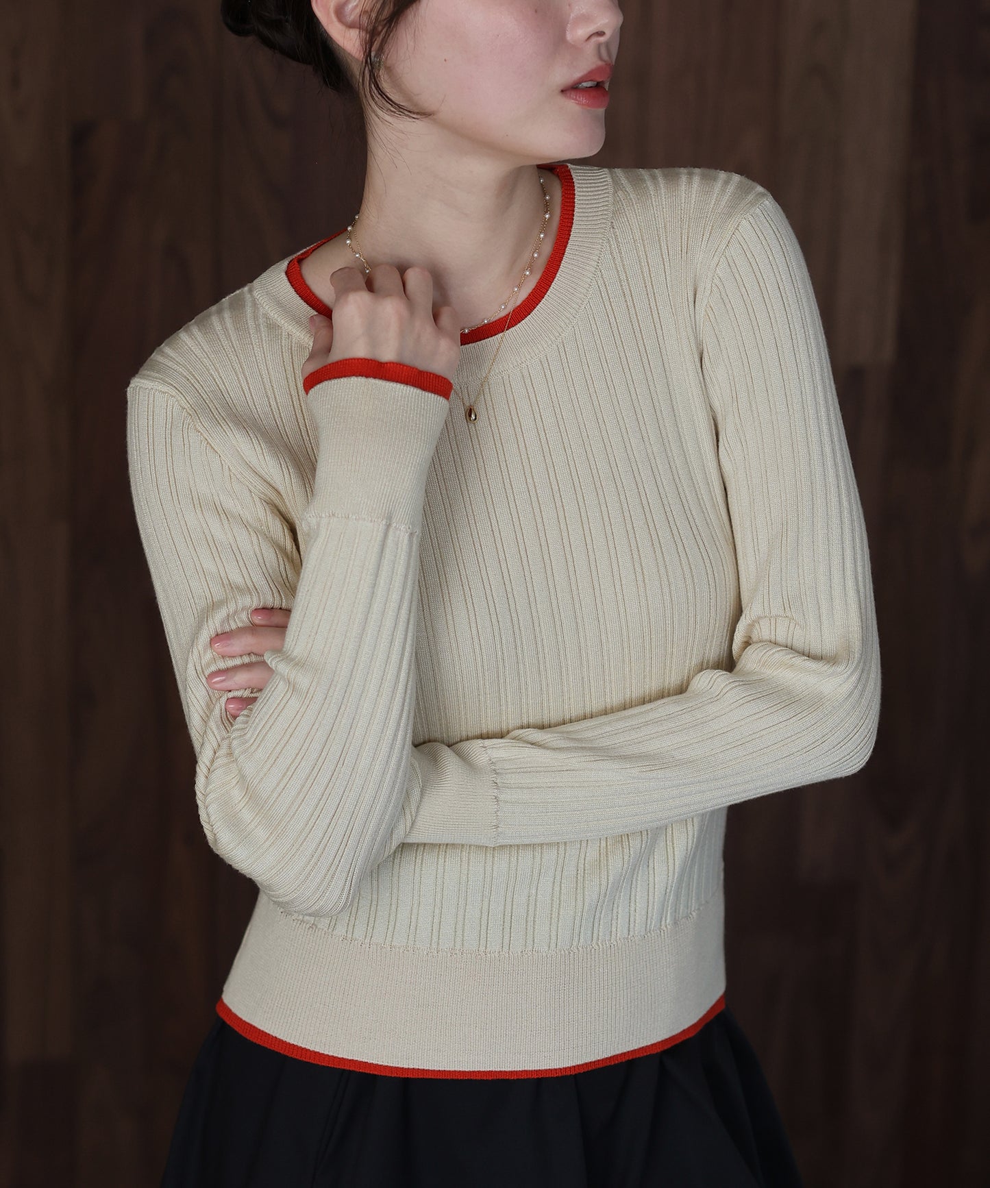 レイヤードランダムリブニット[ J by blue ]