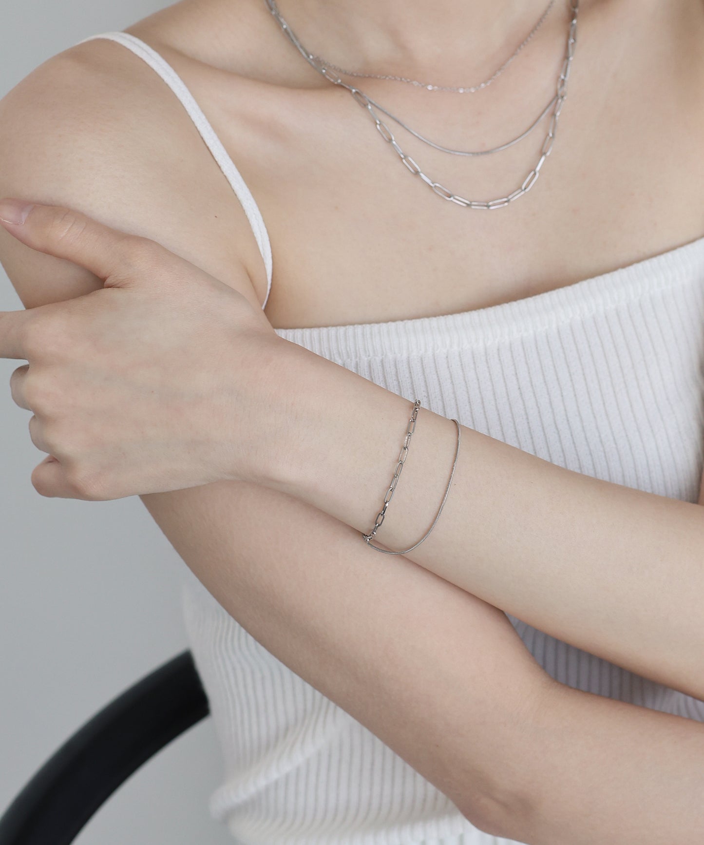 【早割5％OFF】ダブルチェーンブレスレット/ サージカルステンレス【ネコポス】