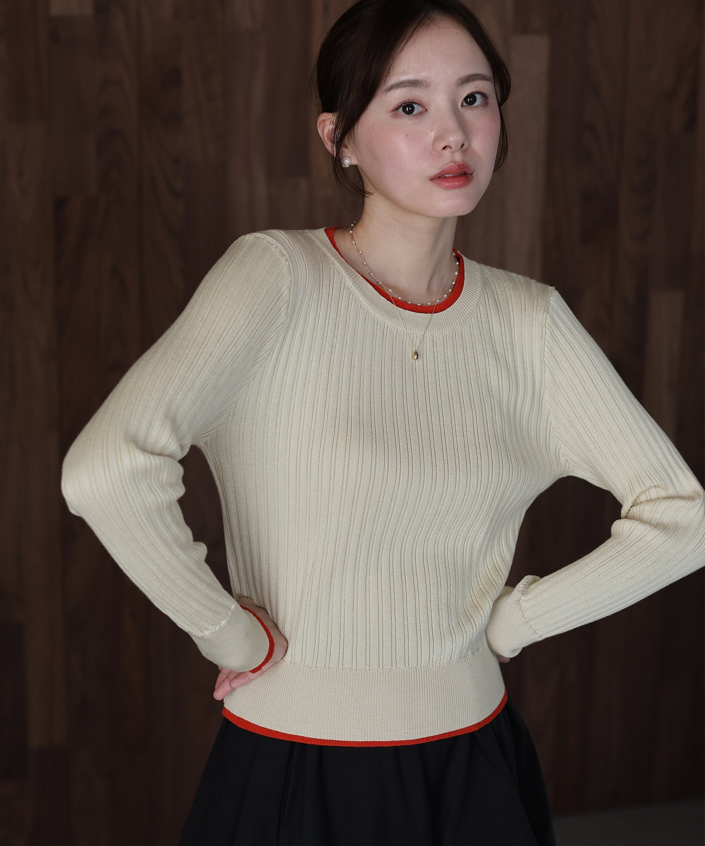 レイヤードランダムリブニット[ J by blue ]