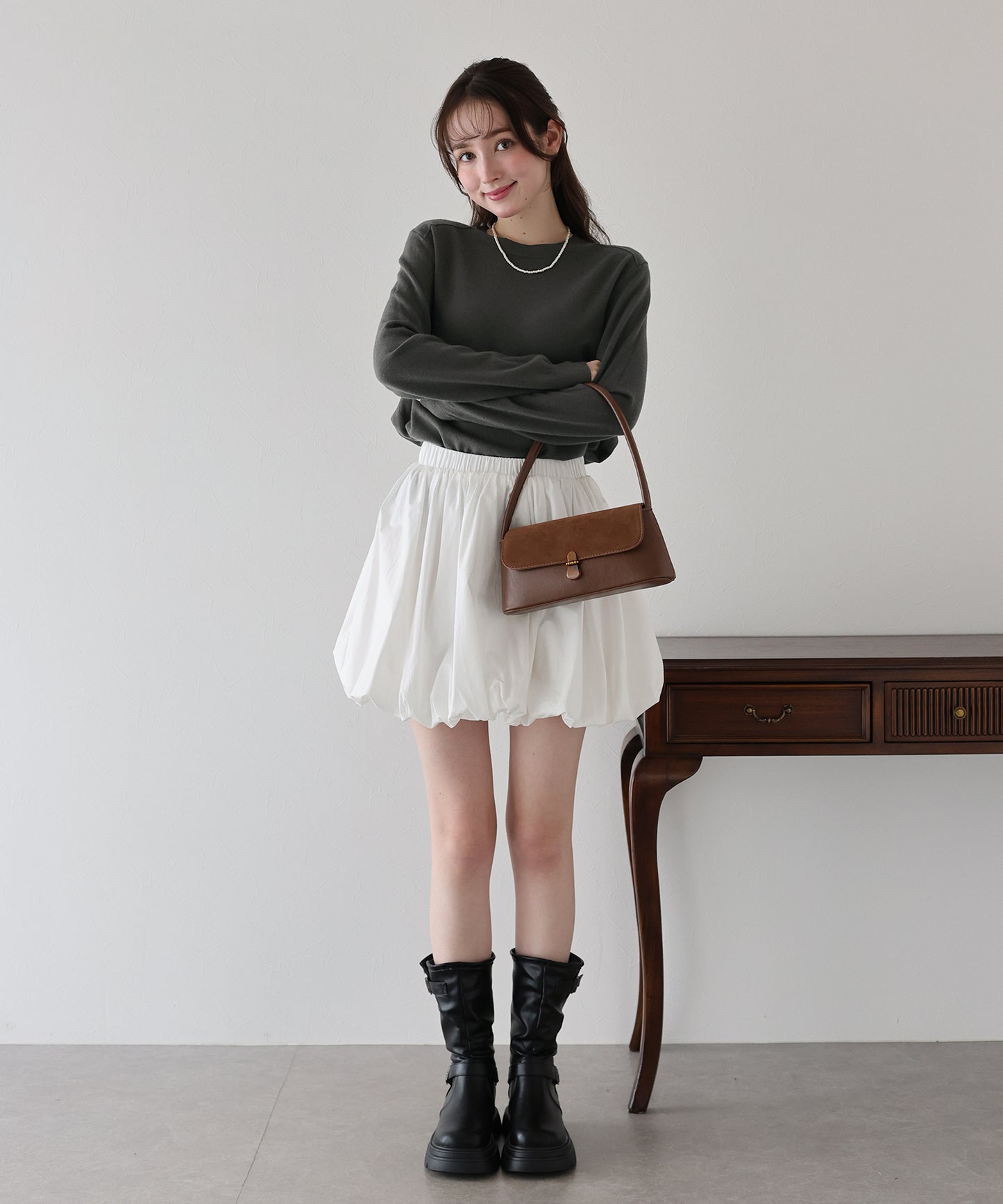 ウール混クルーネックニット