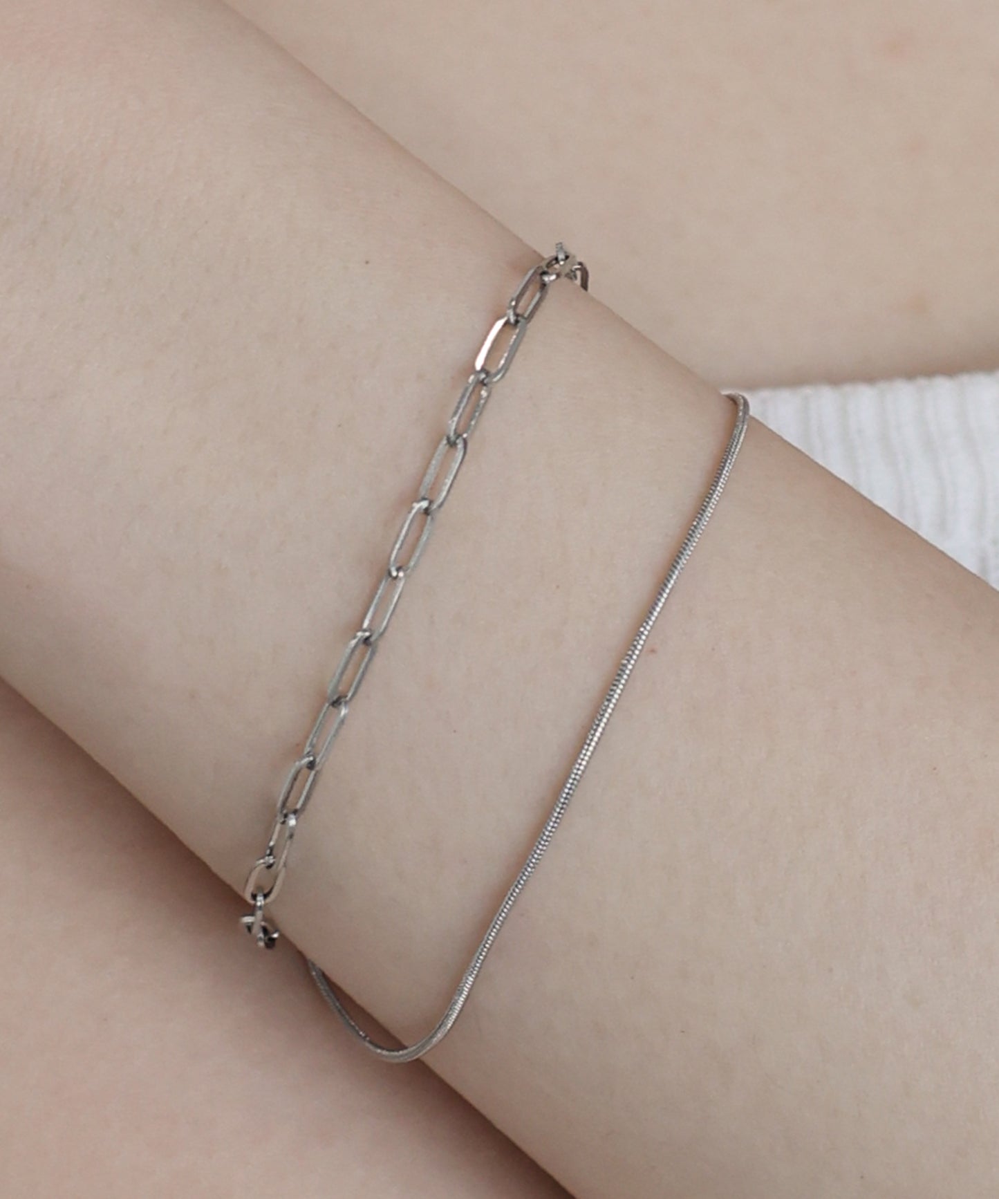 【早割5％OFF】ダブルチェーンブレスレット/ サージカルステンレス【ネコポス】