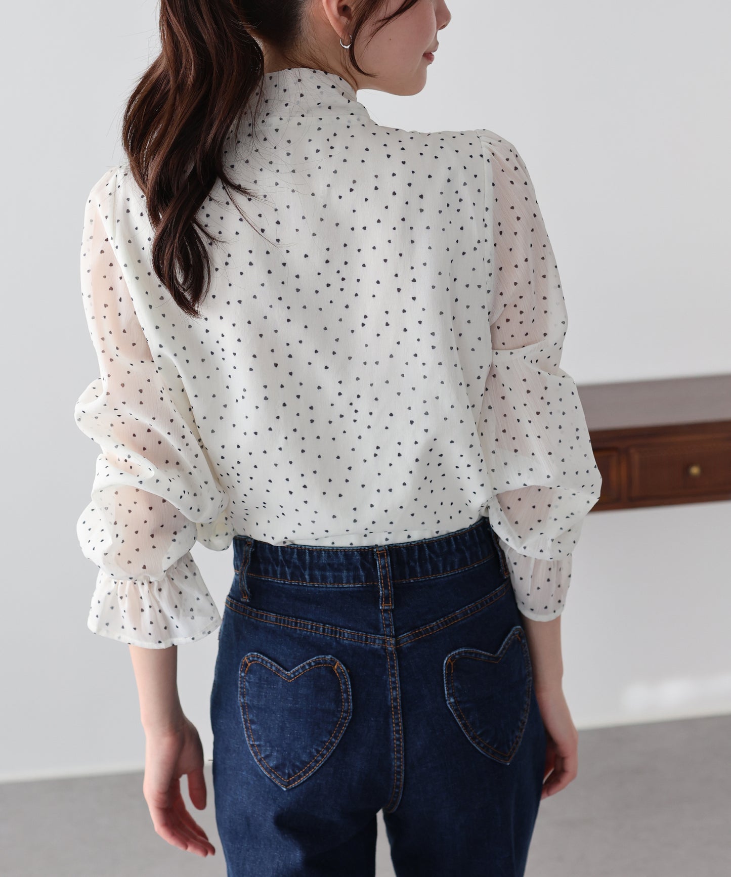 ハートプリントボウタイブラウス【ネコポス】