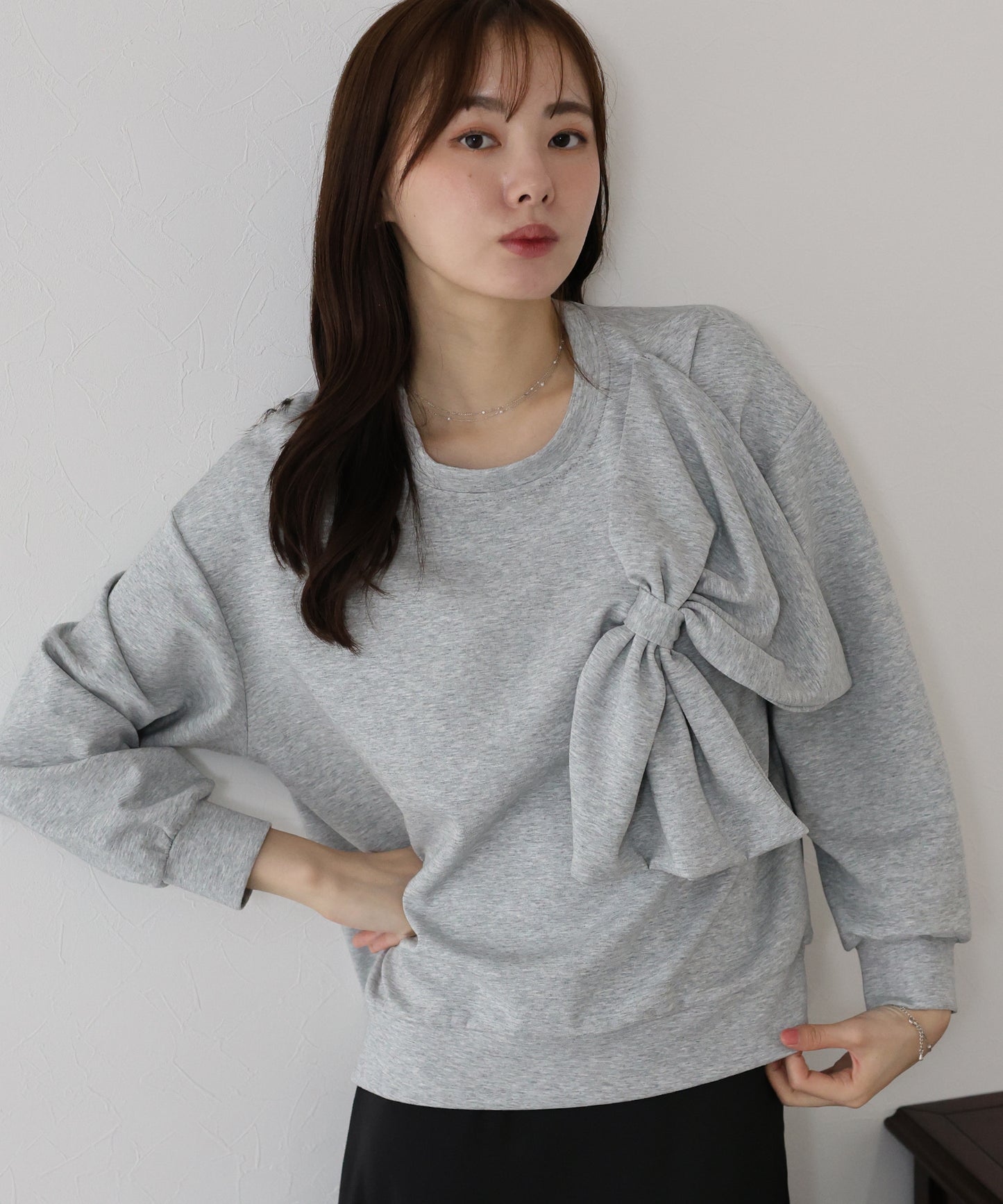 リボンスウェットトップス