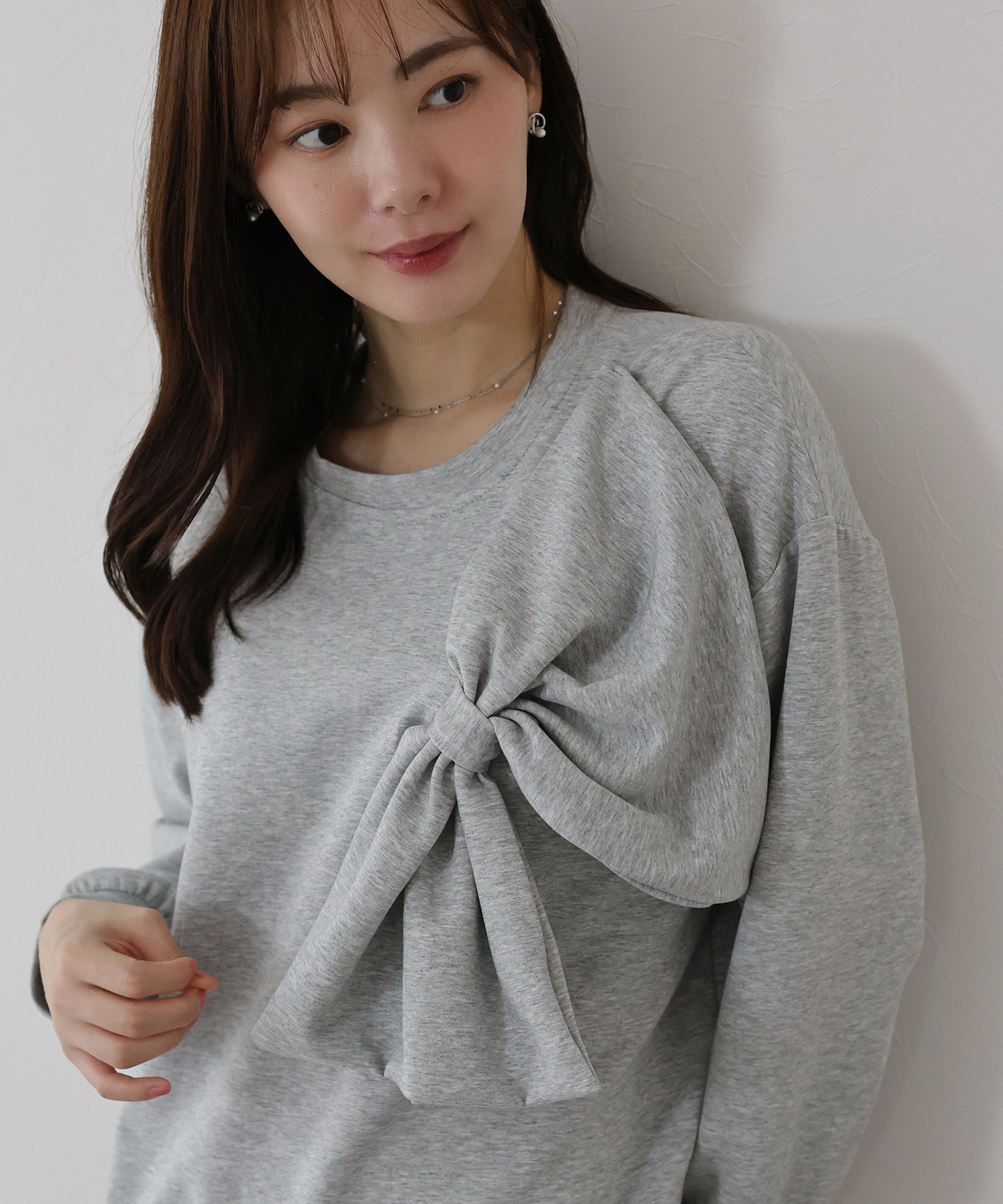 リボンスウェットトップス