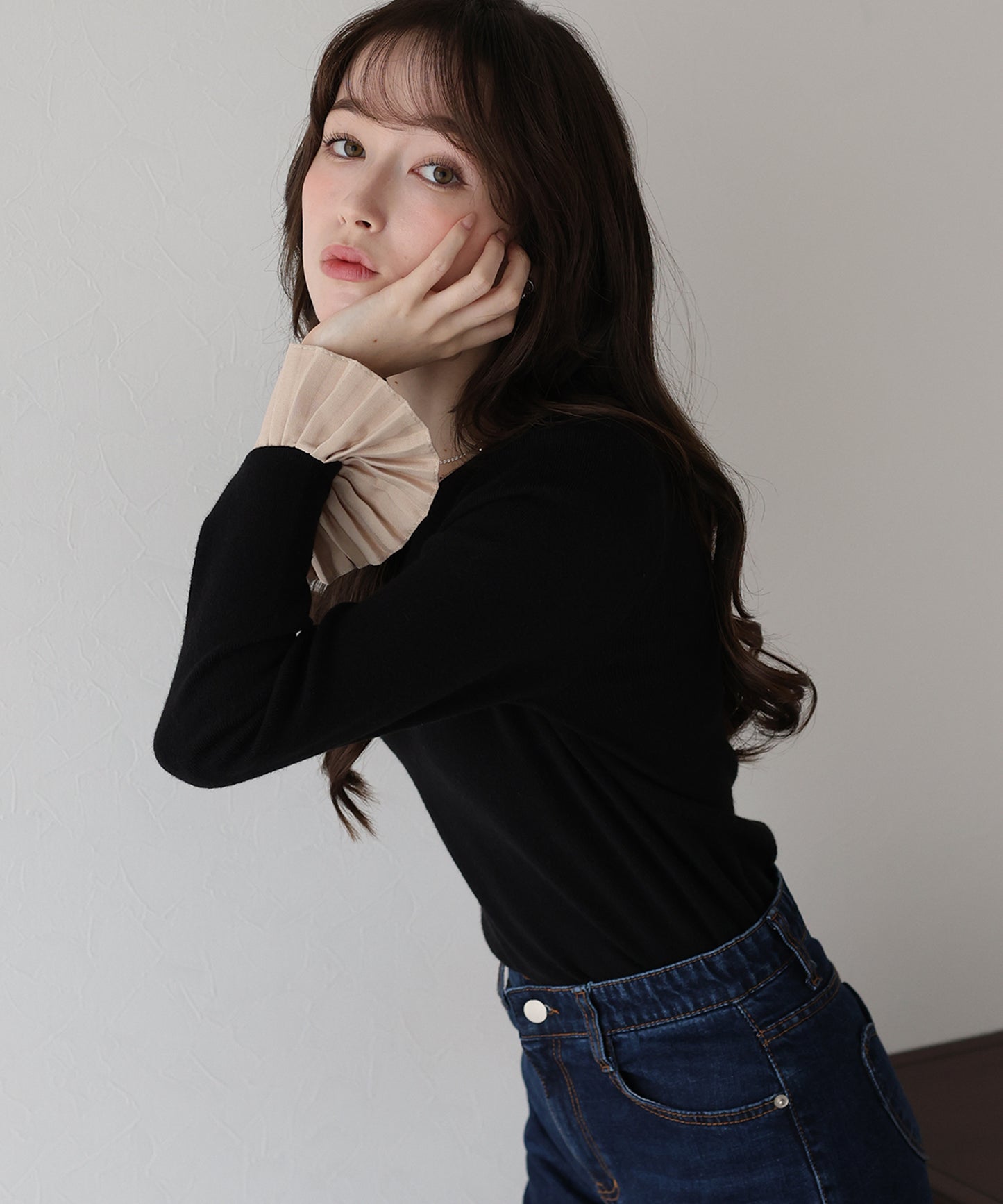 袖口プリーツニット