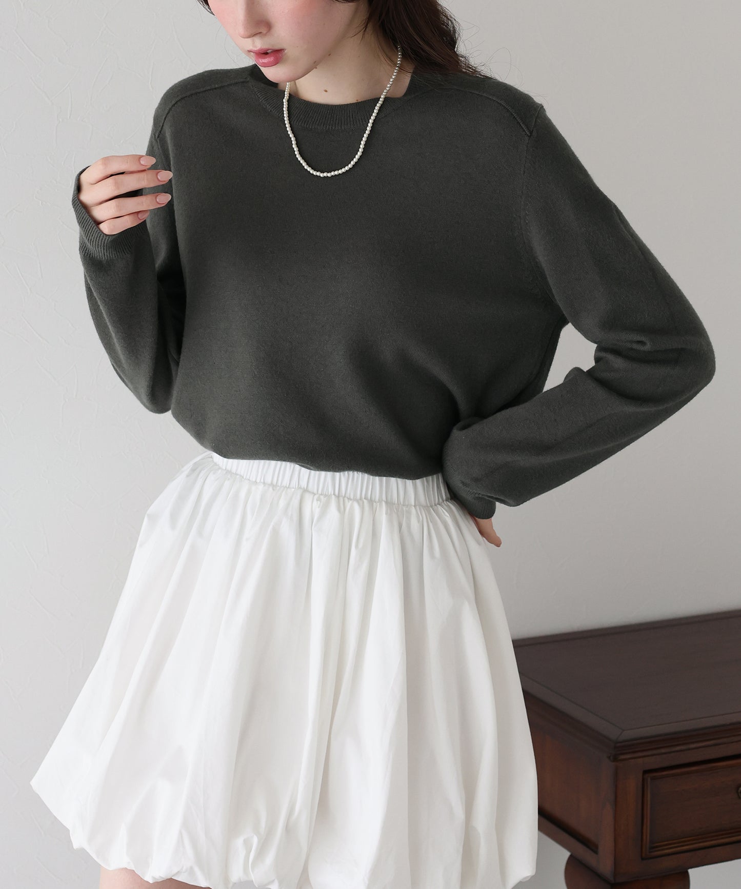 ウール混クルーネックニット