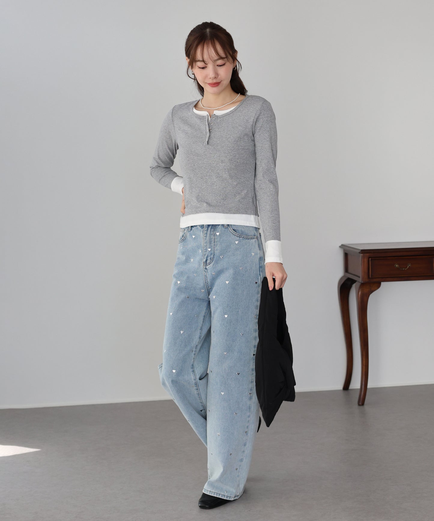 【早割5％OFF】ヘンリレイヤードカットソー【ネコポス】