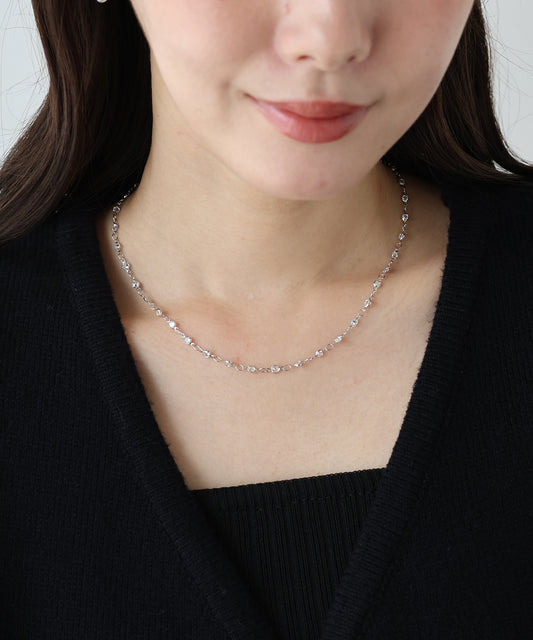 【早割5％OFF】ジルコニアステーションネックレス / ニッケルフリー【ネコポス】