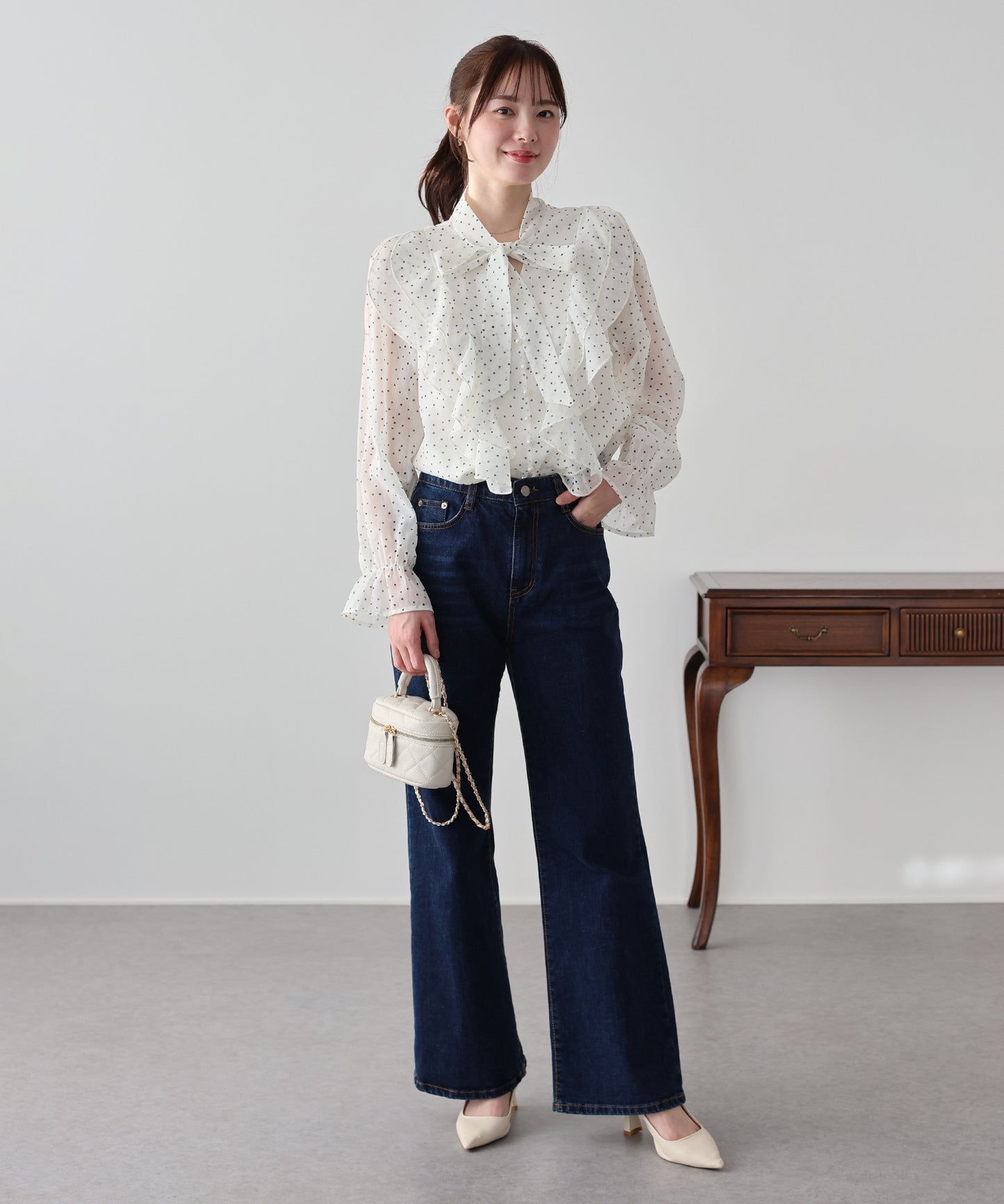 ハートプリントボウタイブラウス【ネコポス】