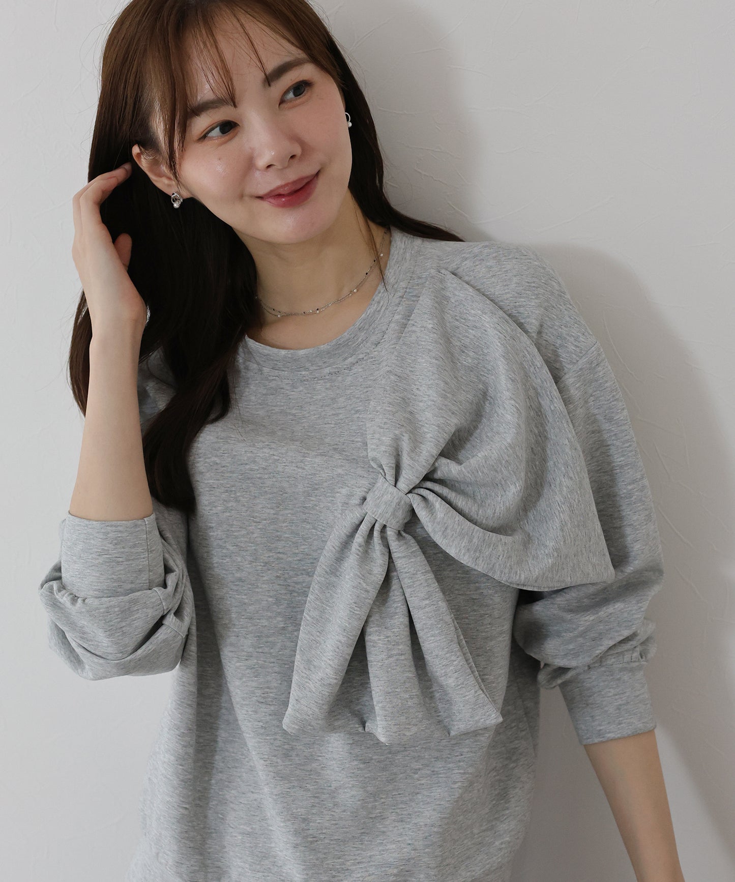 リボンスウェットトップス