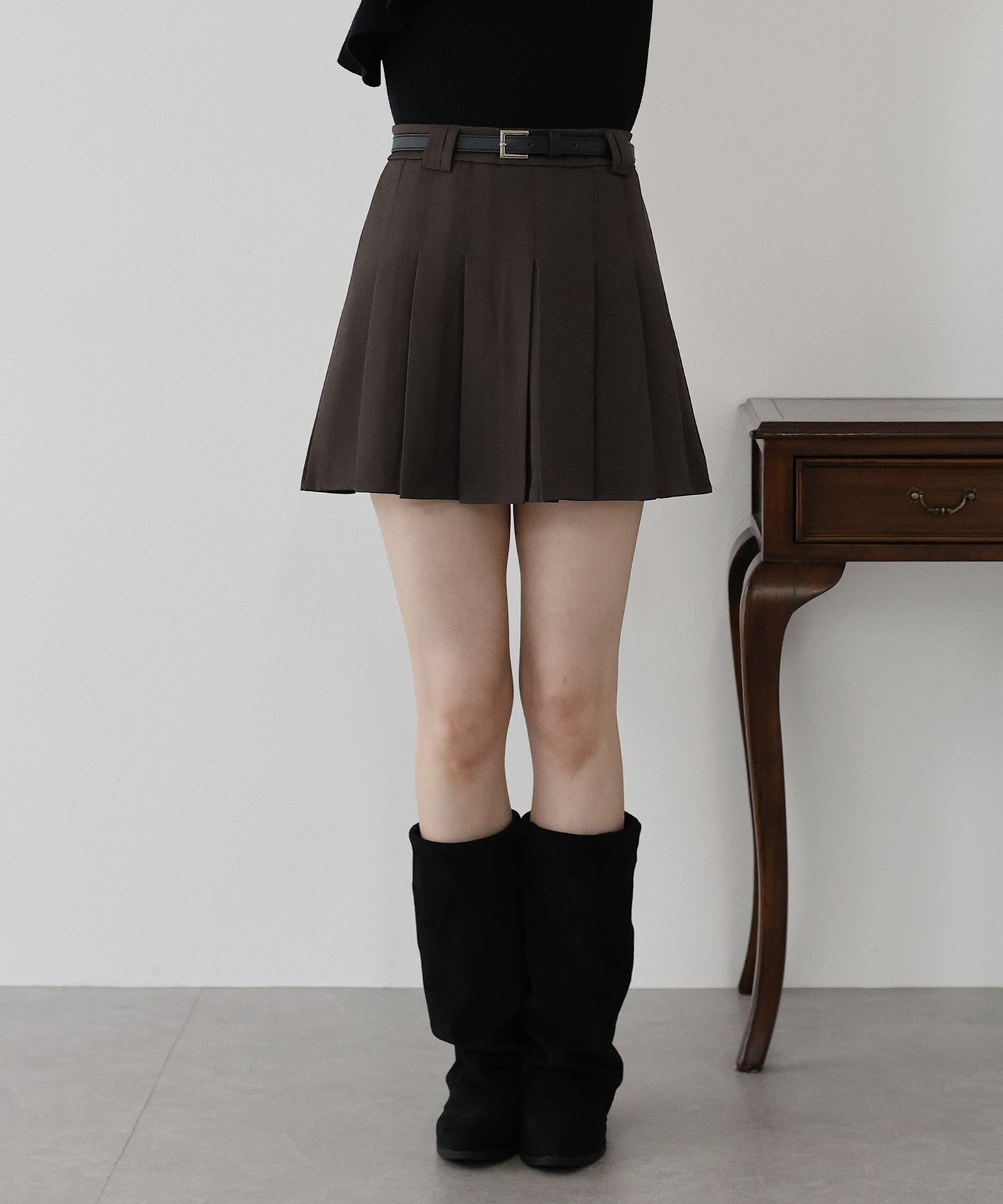 ベルトSETプリーツミニスカート