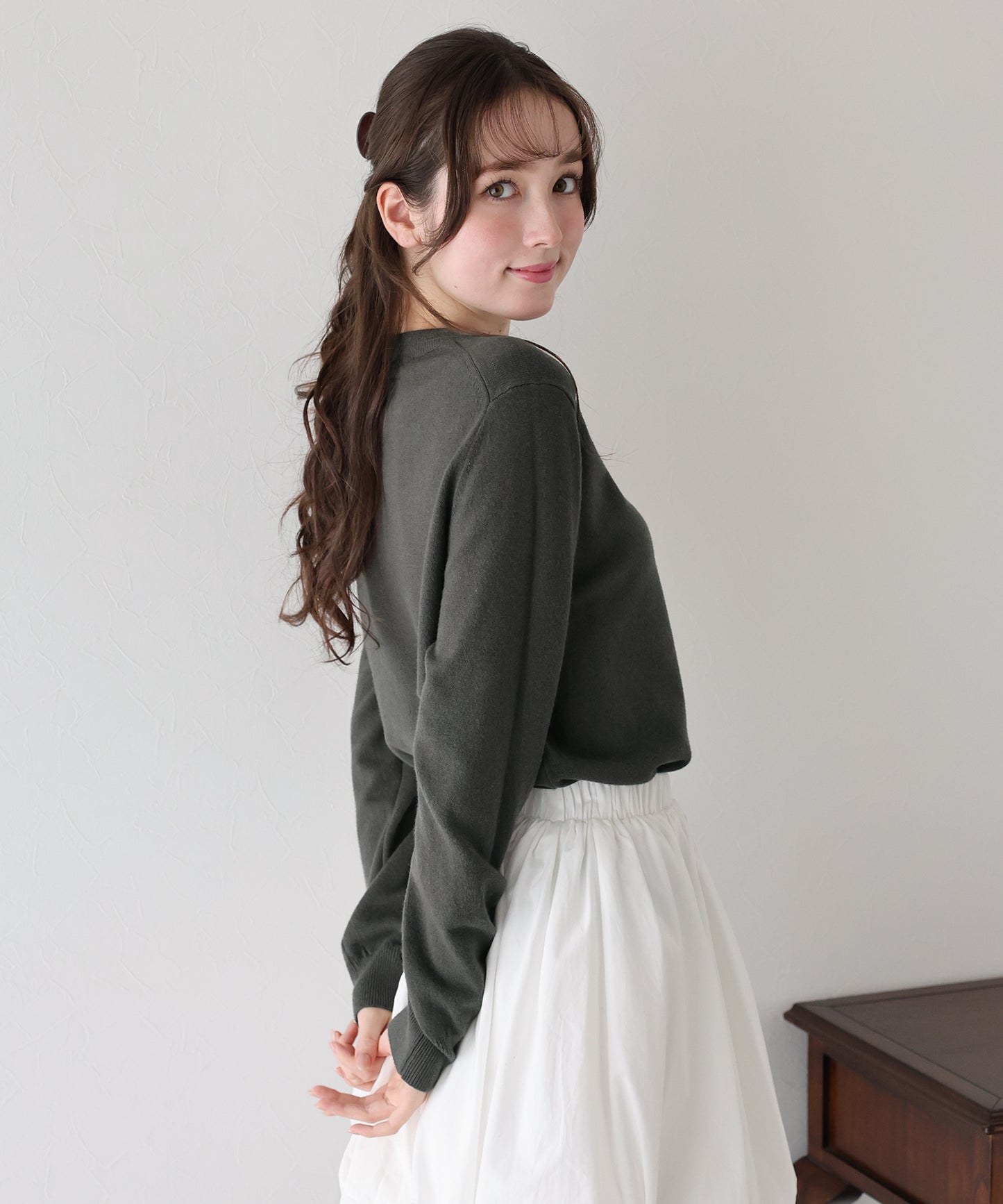 ウール混クルーネックニット