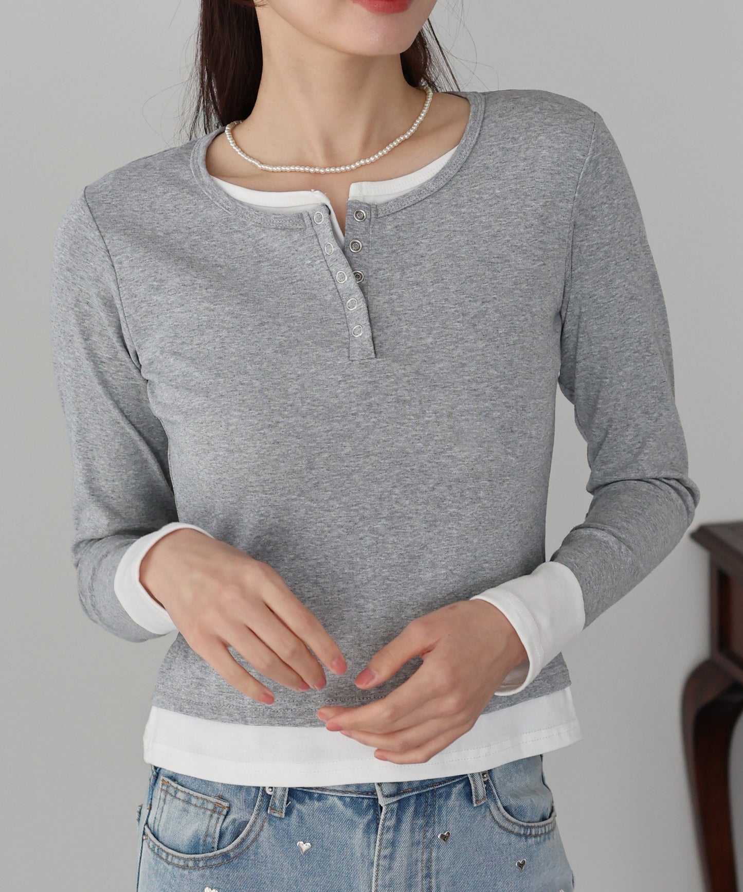 【早割5％OFF】ヘンリレイヤードカットソー【ネコポス】