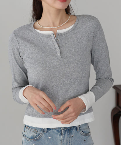 【早割5％OFF】ヘンリレイヤードカットソー【ネコポス】