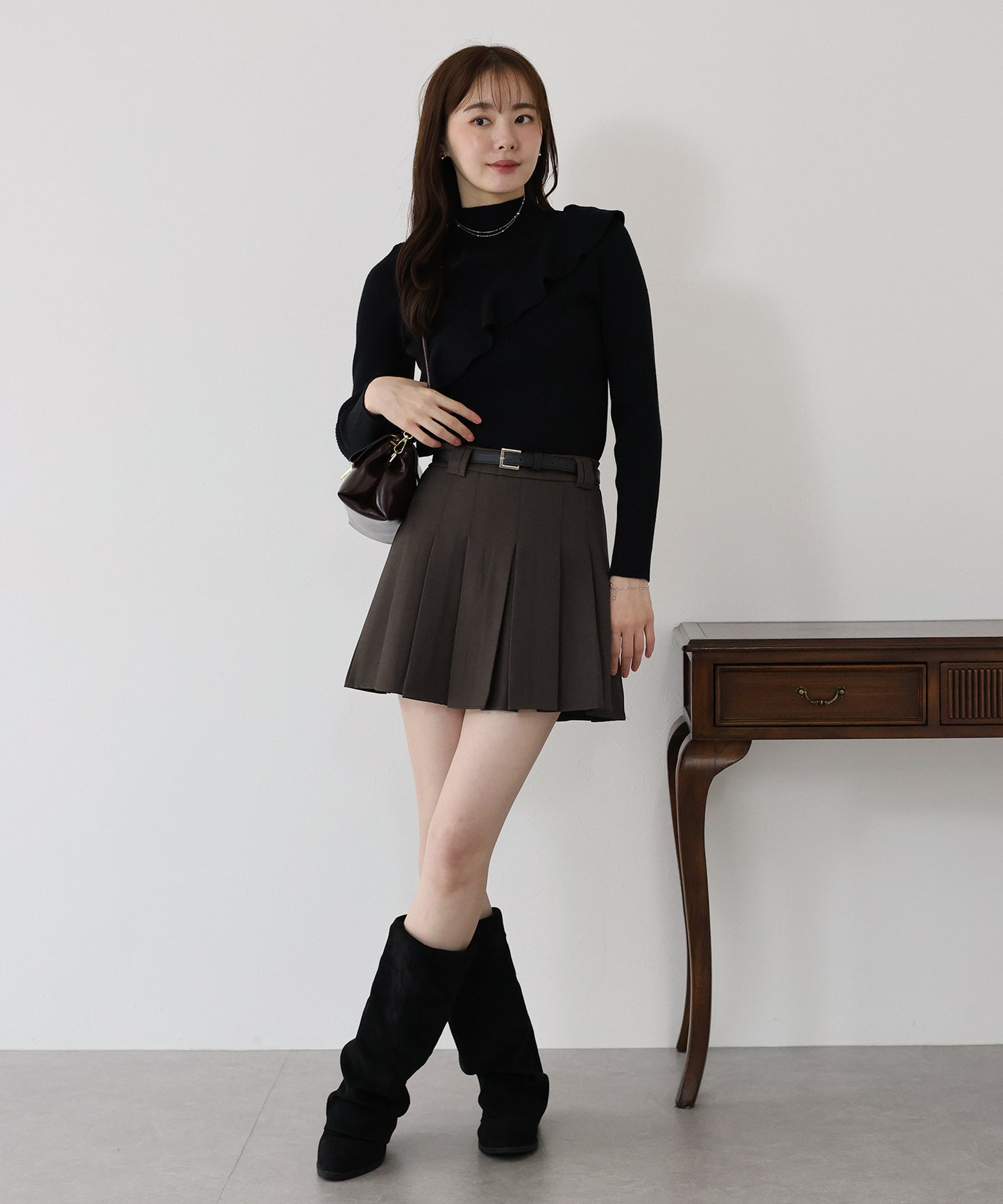 ベルトSETプリーツミニスカート