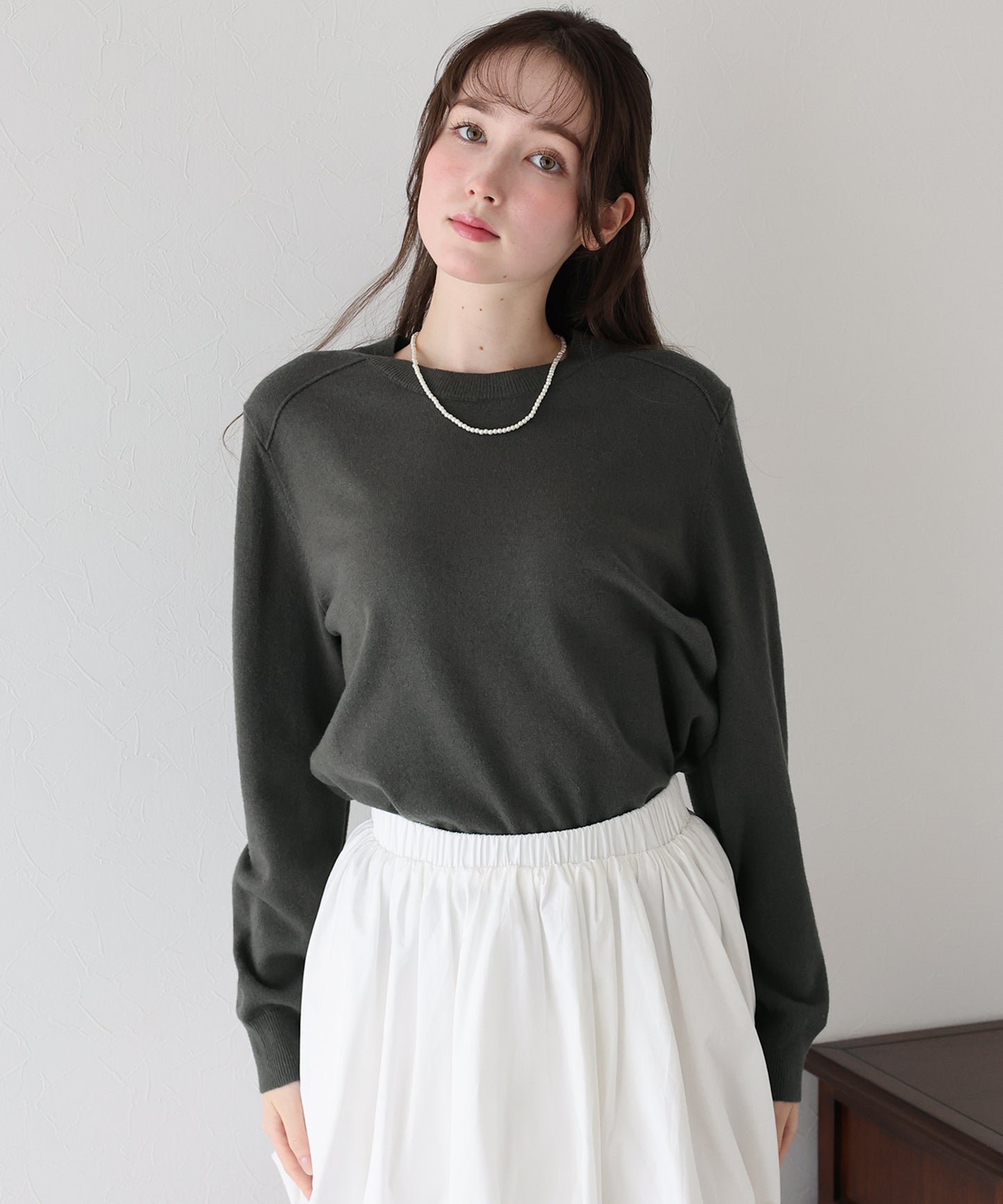 ウール混クルーネックニット