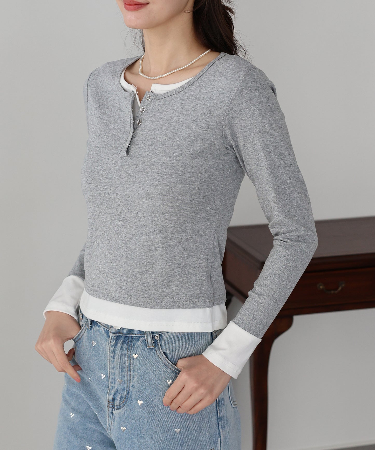 【早割5％OFF】ヘンリレイヤードカットソー【ネコポス】