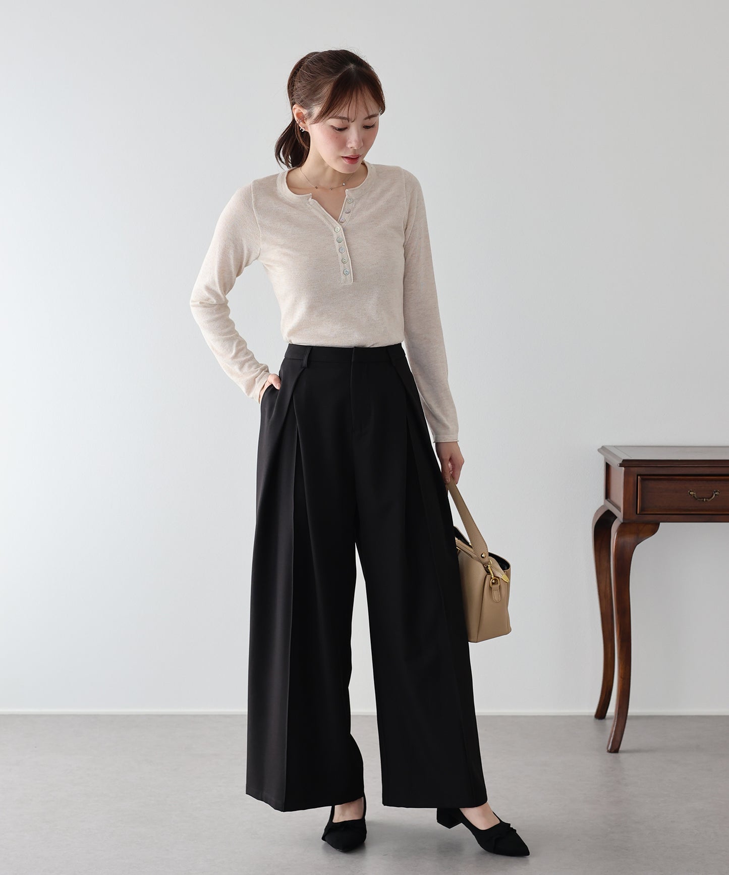 【早割5％OFF】フロントディープタックパンツ