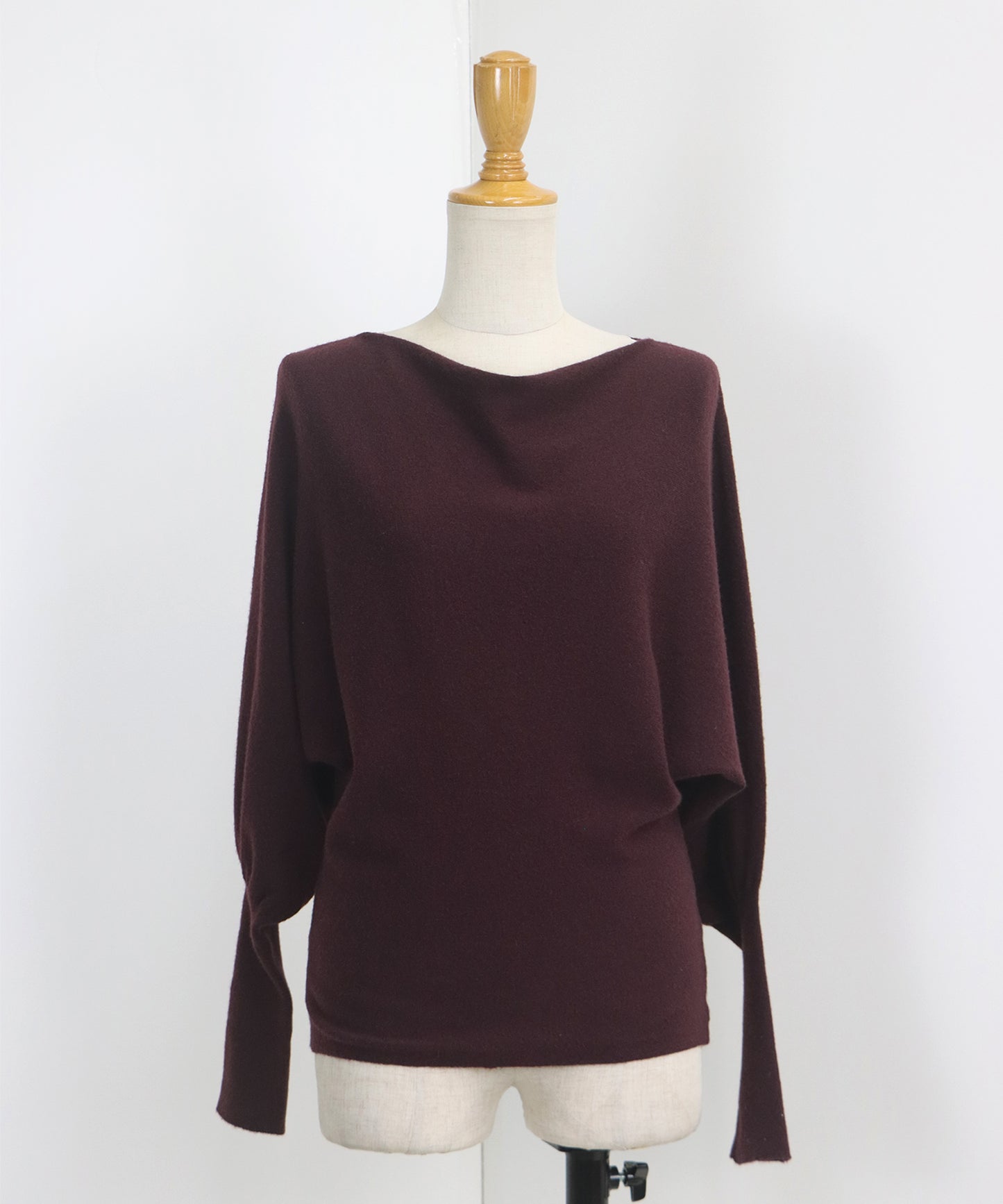 ウール混ボリュームスリーブドルマンニット