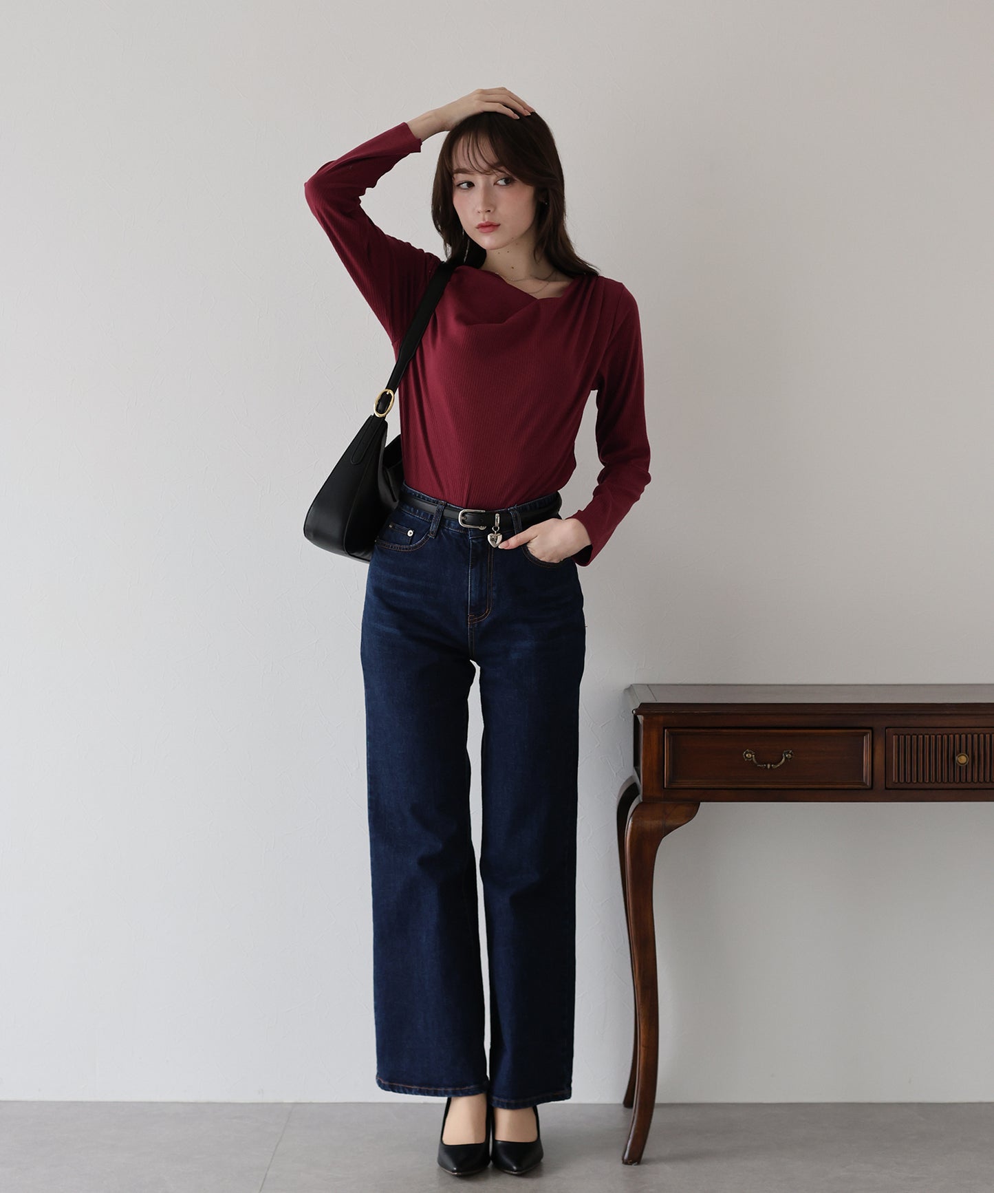 ドレープネックリブカットソー【ネコポス】