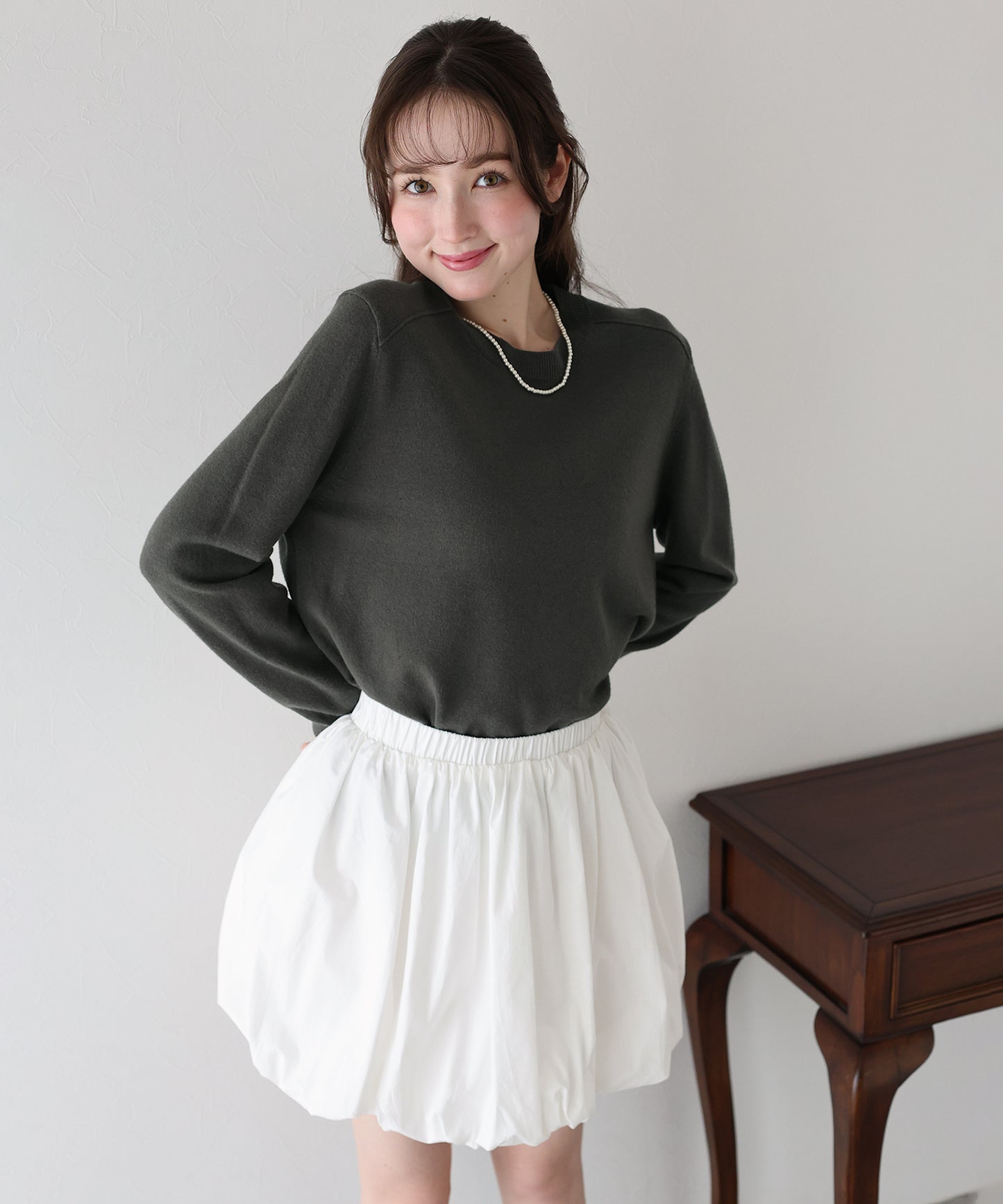 ウール混クルーネックニット