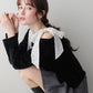 【早割5％OFF】ショルダードットリボンベロアトップス