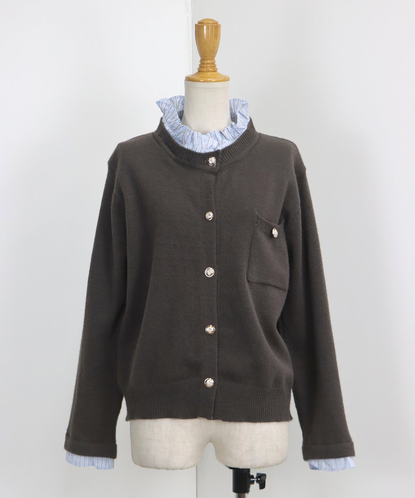 フリルシャツ襟カーディガン