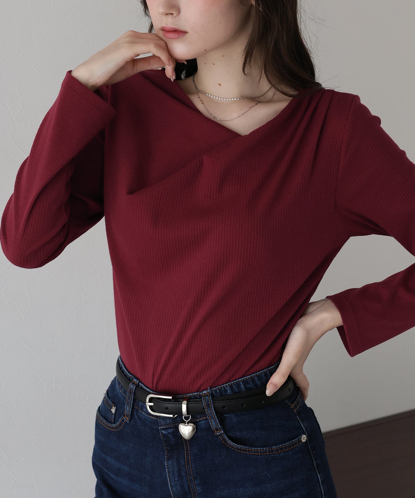 ドレープネックリブカットソー【ネコポス】