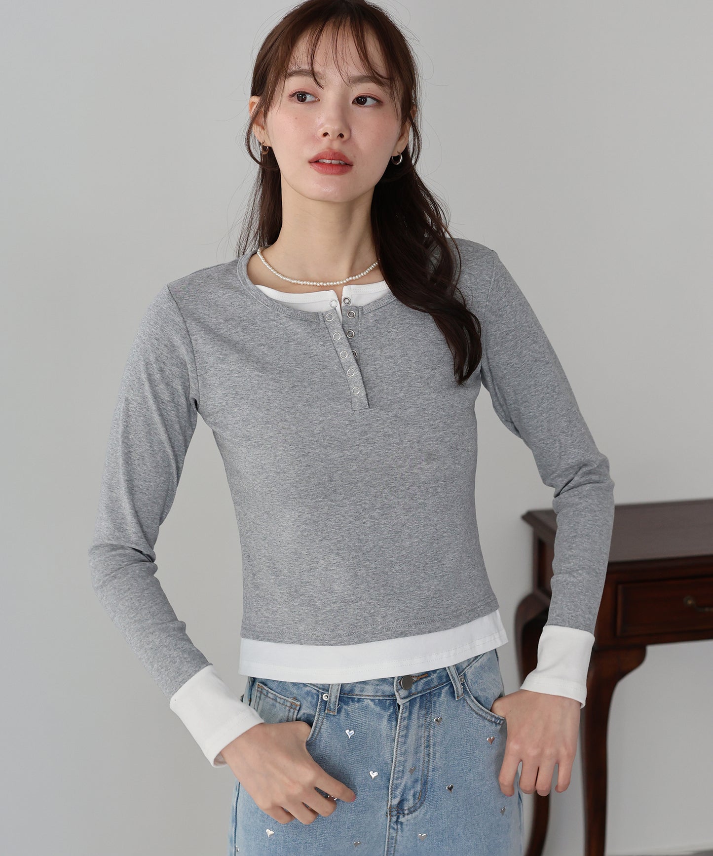 【早割5％OFF】ヘンリレイヤードカットソー【ネコポス】