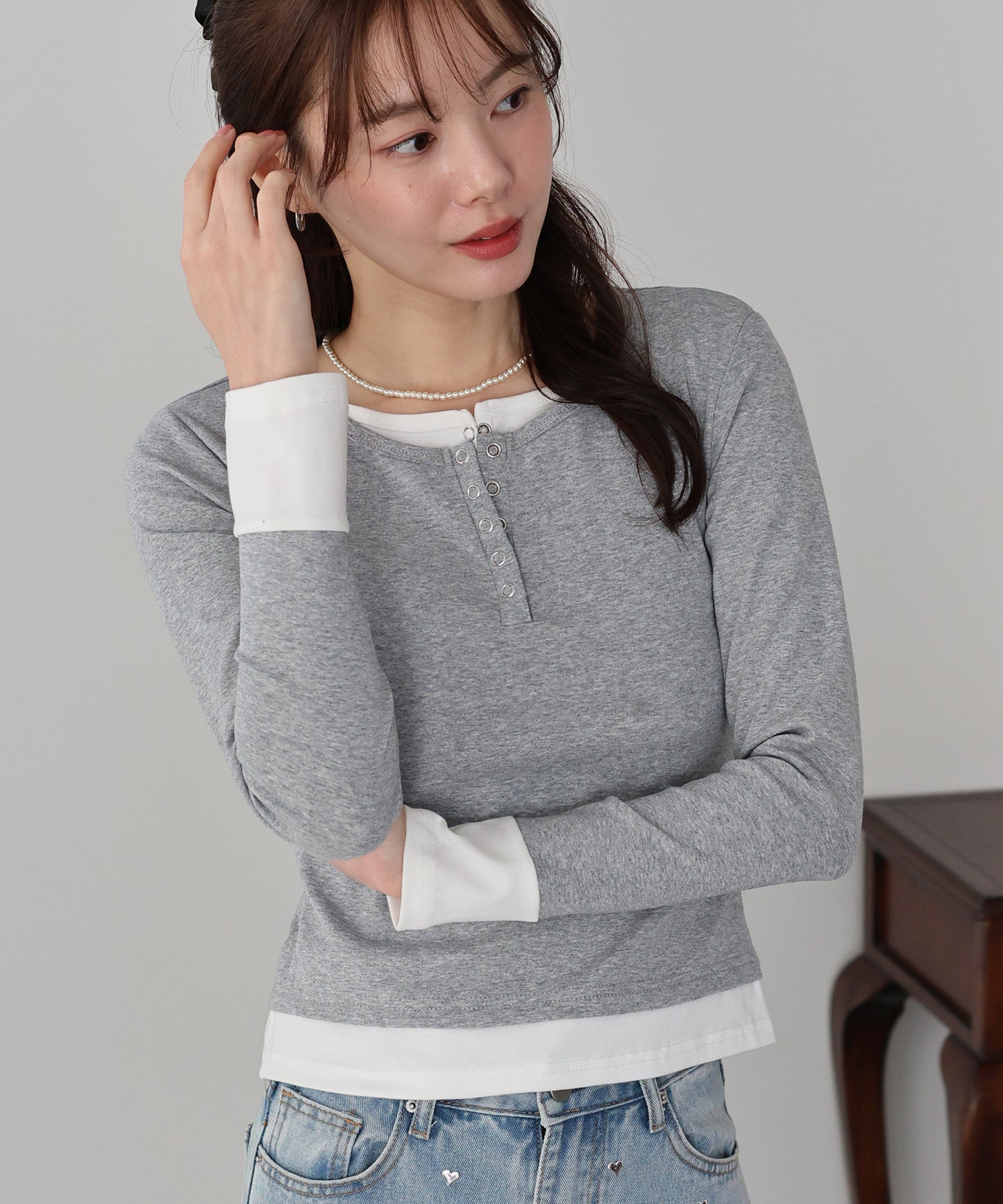 【早割5％OFF】ヘンリレイヤードカットソー【ネコポス】