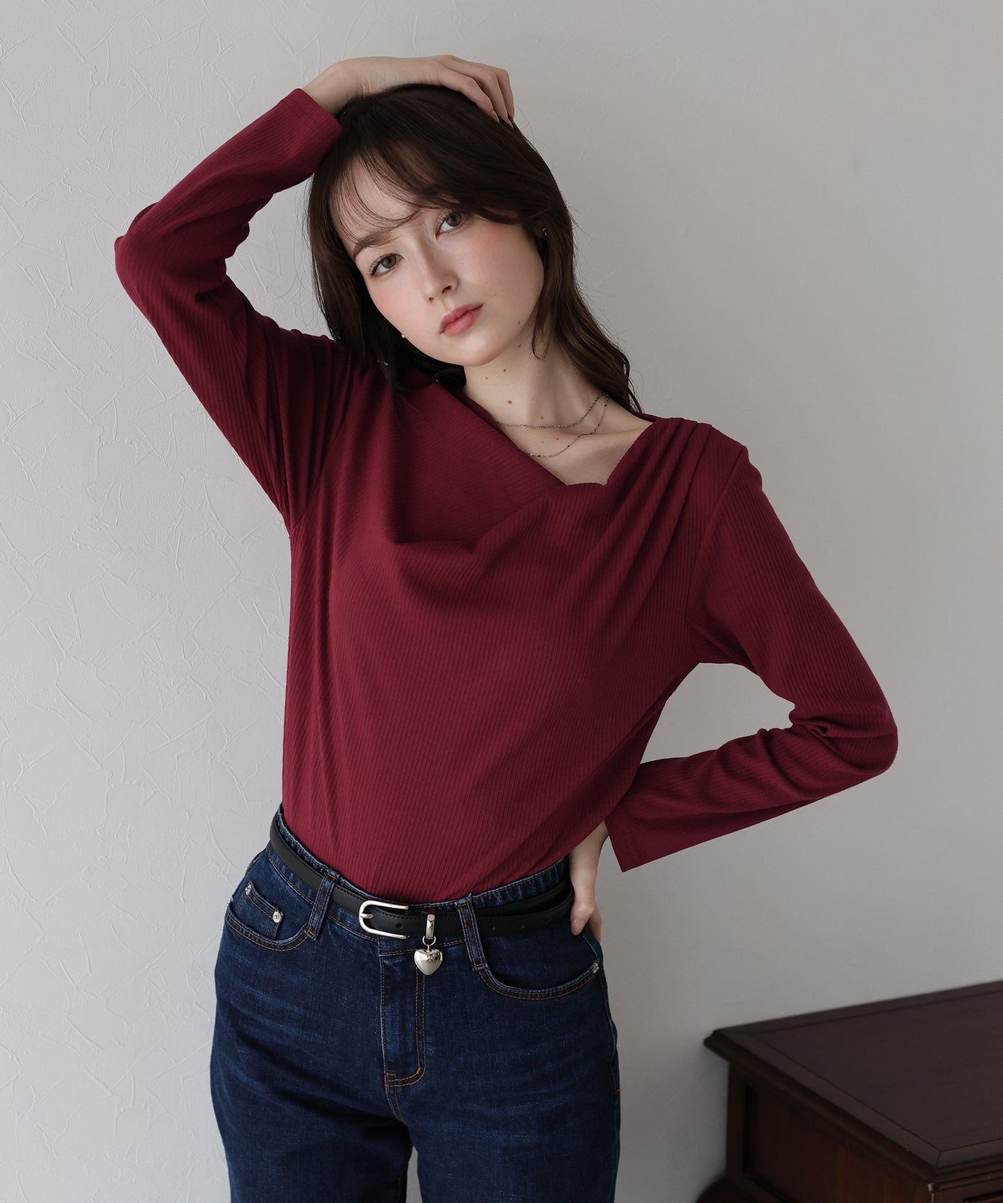 ドレープネックリブカットソー【ネコポス】