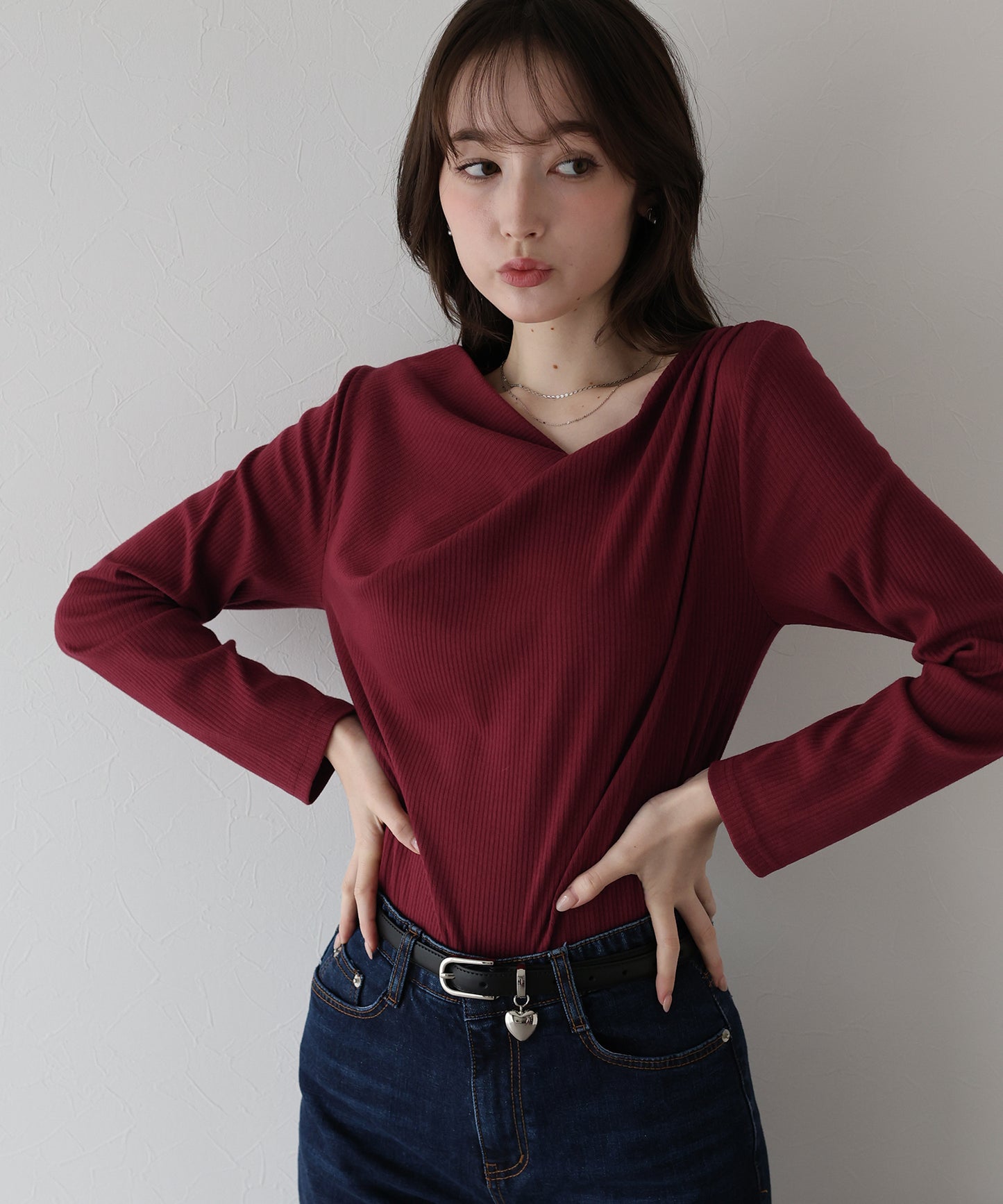 ドレープネックリブカットソー【ネコポス】