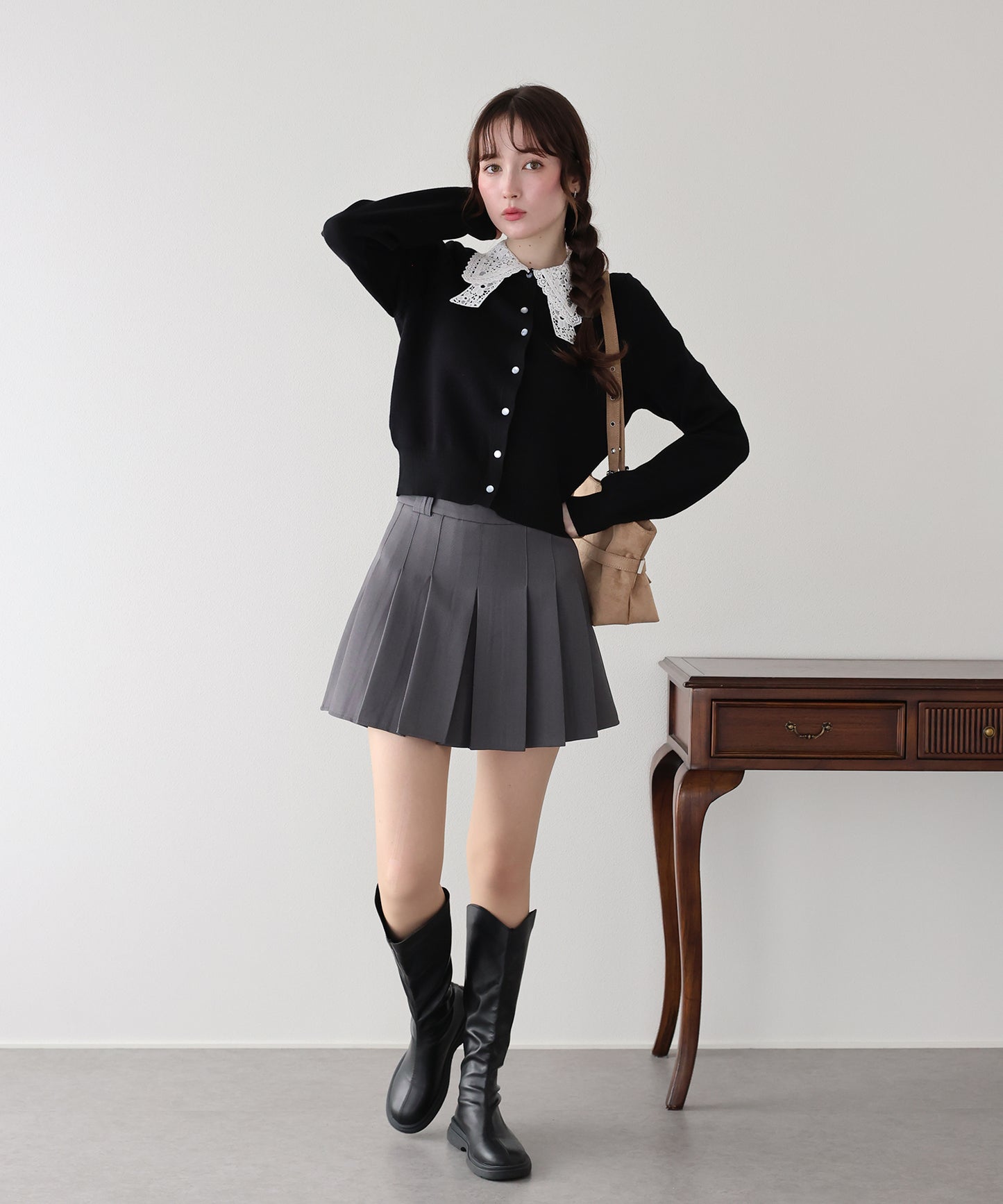 【早割5％OFF】レースリボンカラーカーディガン